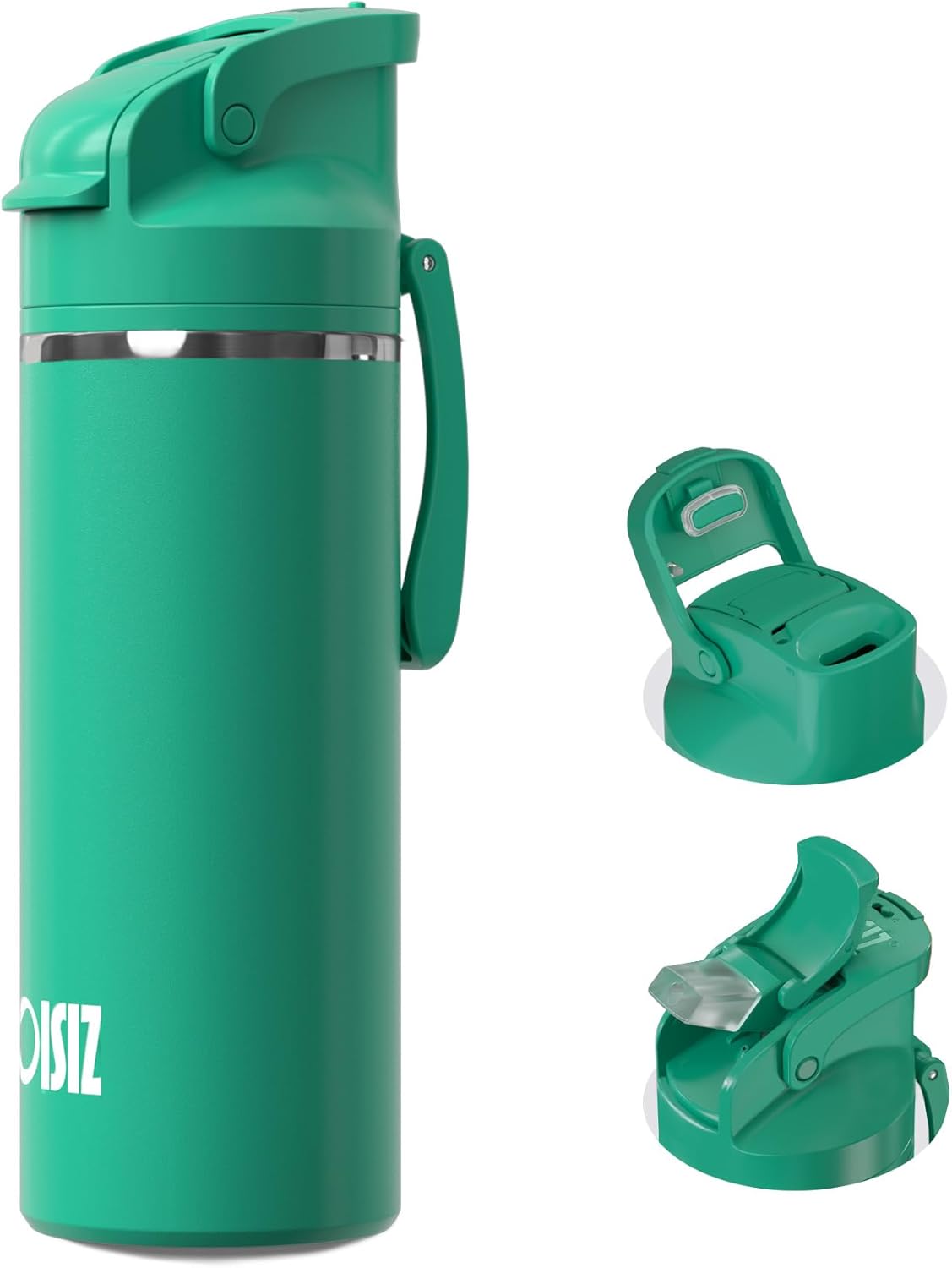 OISIZ Insulated Water Bottle 20 oz with 2 in 1 Spout and Straw Lid,One Click Safety Lock,100% Leakproof,Keep Cold 24H,Vacuum Stainless Steel Water Bottle for School,Travel and Sports,Dishwasher Safe