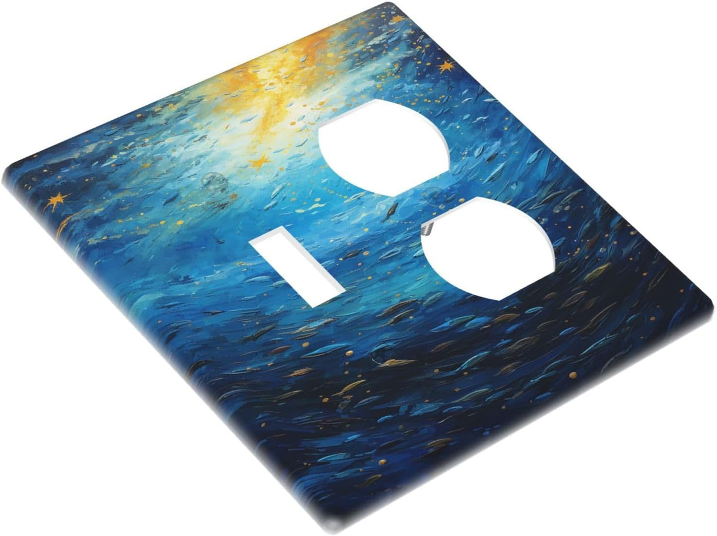 Wallplates Dream Ocean Underwater World Fish Shoal 1 Toggle 1 Duplex Switch Plate Electrical GFCI Faceplate Decorative Light Switch Covers for Kids room Nursery Decor