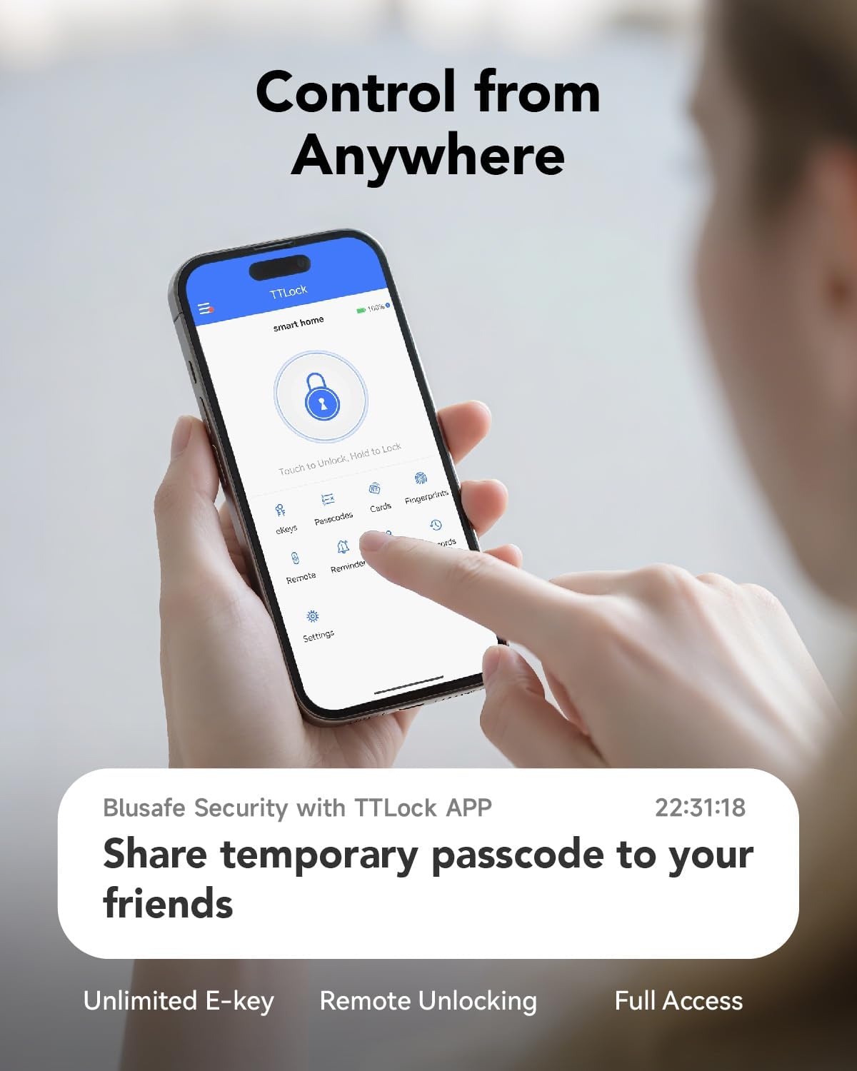 Smart Lock Fingerprint Door Lock Smart Deadbolt, Smart Lock for Front Door Children Proof Suitable for Metal Doors, Suitable of 40-90mm (Not Suitable Point Mortise Lock)(OSP Frosted Silver)