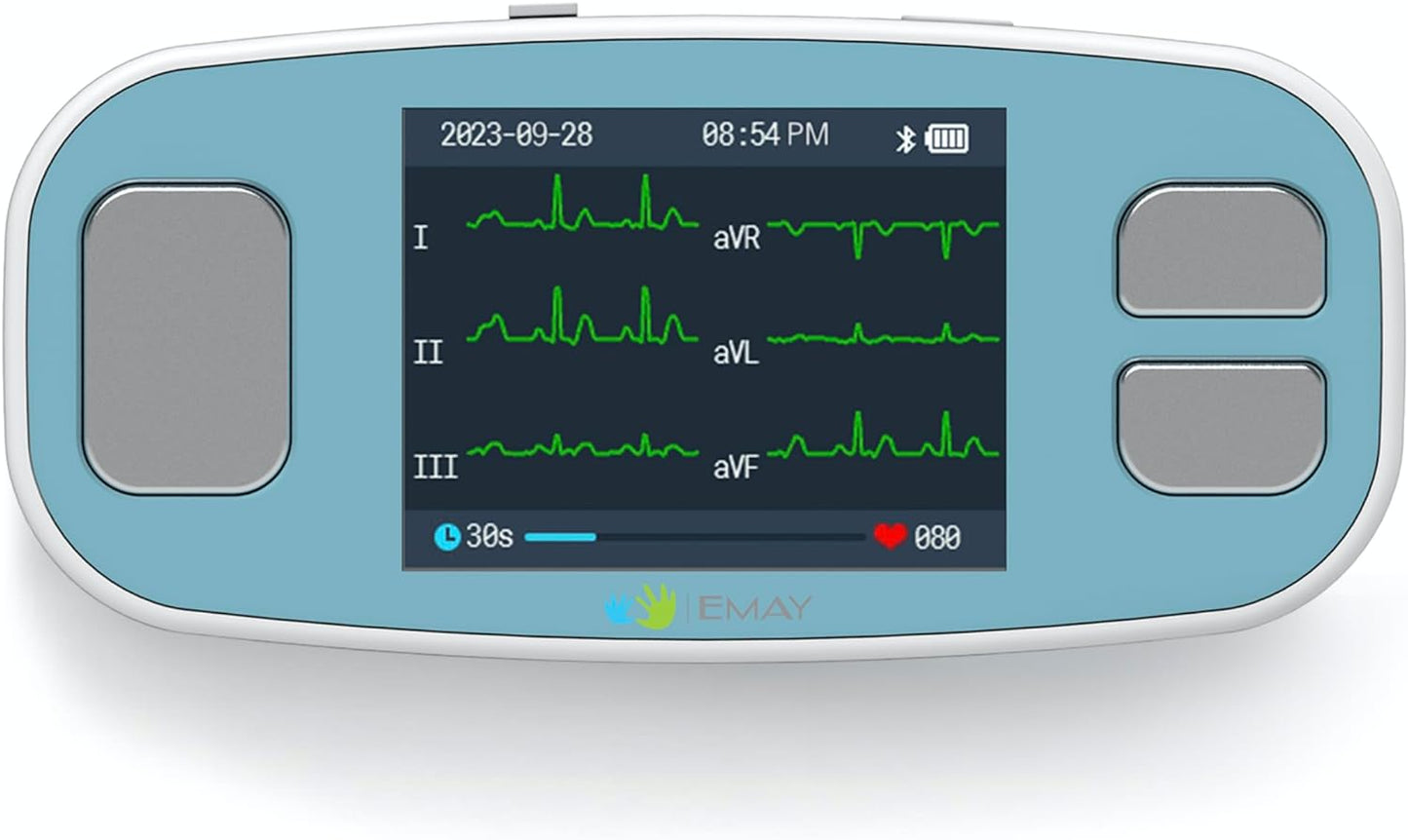EMAY 6L Portable ECG Monitor | Record ECG and Heart Rate in 6 Channels | Compatible with Smartphone and PC | No Subscription Required