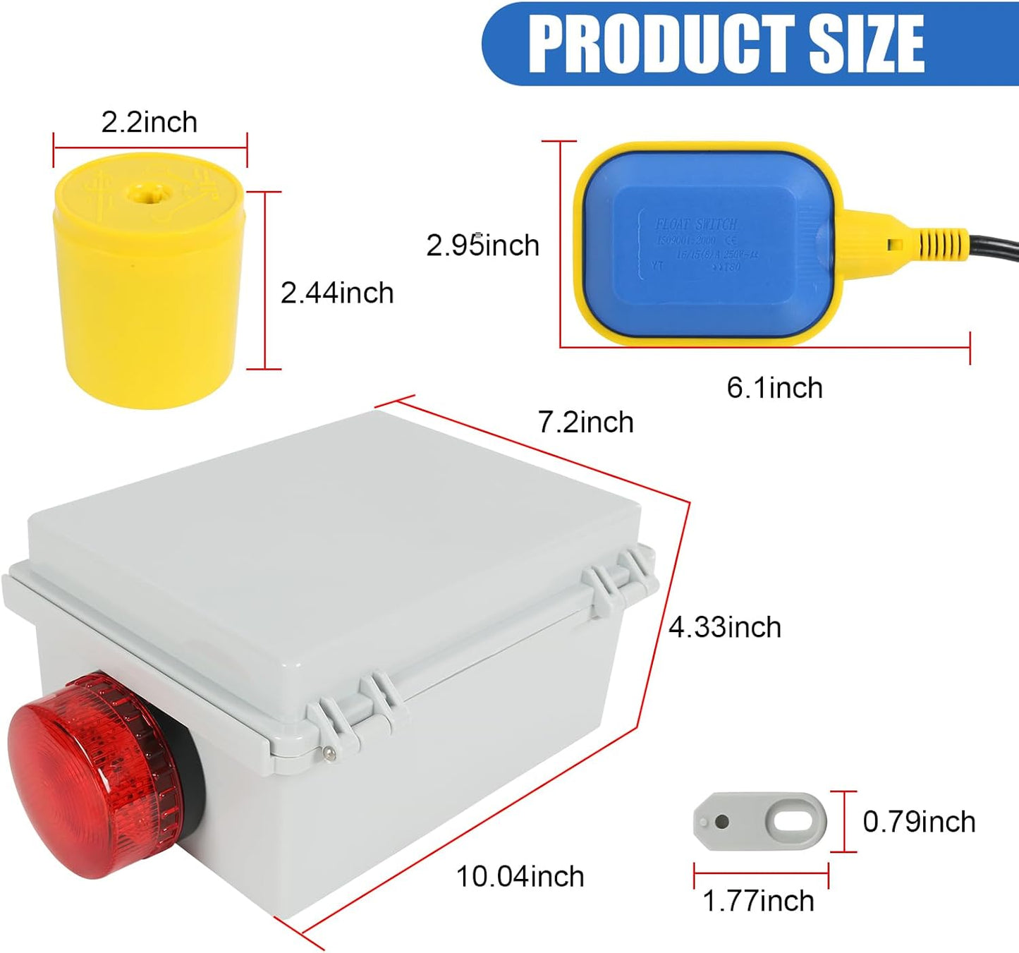 JDMSPEED Sump Pump High Water Septic Tank Alarm with Bright Flashing Light 110 db Alarm IP67 Casing