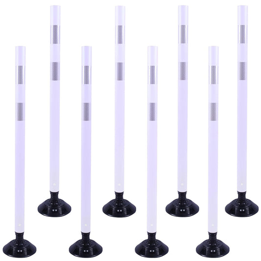 OrangeStar 8 Pack Delineator Post 48" White Traffic Delineator Cones with Fixable Base for Road Safety, Parking Lots