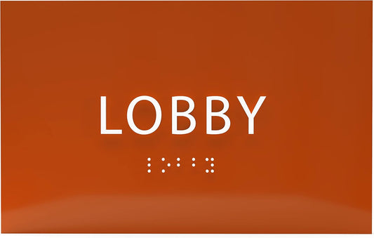 6" X4" Lobby Sign - Tactile Graphics Grade 2 Braille Text Reception Area Sign| Utility ADA Compliant Wall Mount Plastic Signs For Hospital, Offices, Businesses & Apartments