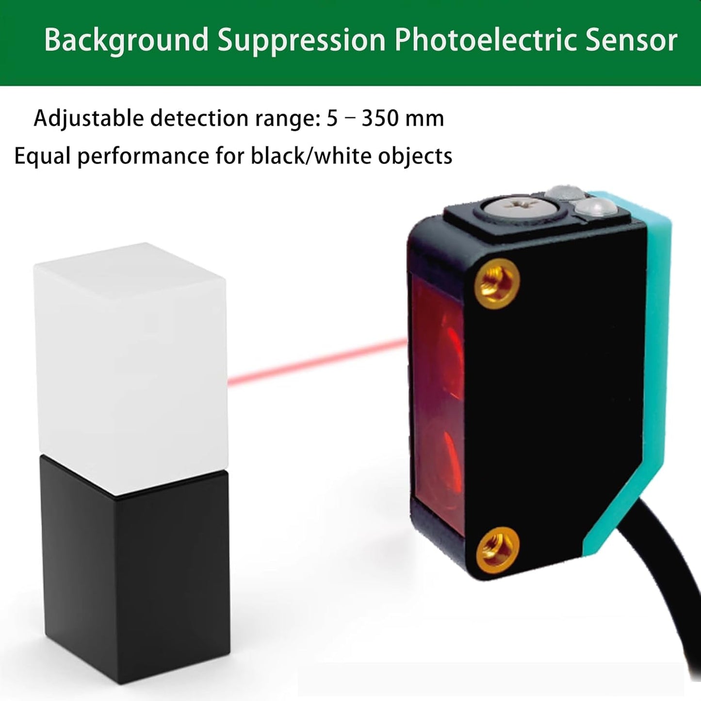 BG-38N Photoelectric Sensors,Background Suppression Diffuse Photoelectric Sensor,Sensing Distance 5-350mm,10–30VDC,NPN Output,Detection Distance Unaffected by Object Color