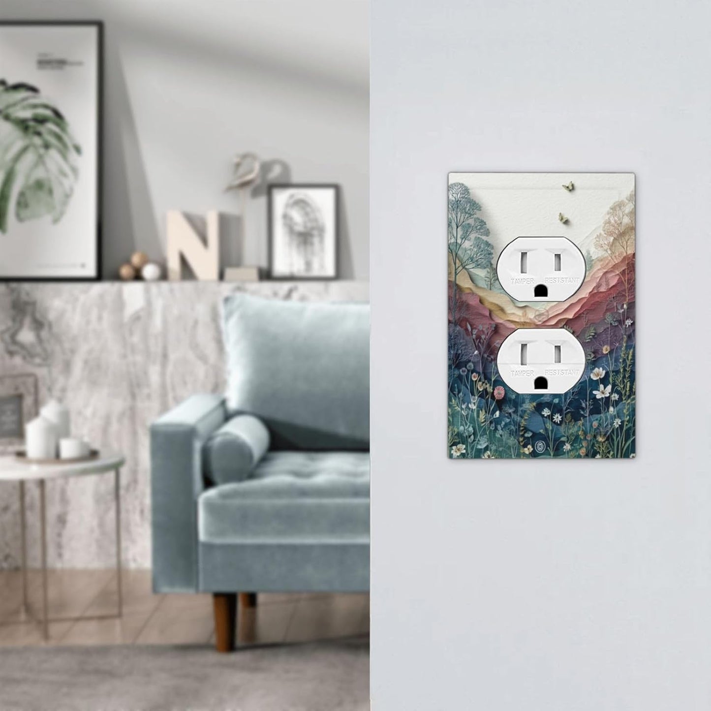 Wildflowers Rustic Flowers Floral Plants Duplex Outlet Wall Plate Cover Vintage Mountain Decorative Light Switch Covers Electrical Faceplate Switch Plates for Bathroom Kitchen Home