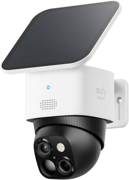 eufy Security SoloCam S340, Solar Security Cameras Wireless Outdoor, Cameras for Home Security, 360° Pan & Tilt Surveillance, No Blind Spots, 2.4 GHz Wi-Fi, No Monthly Fee, HomeBase S380 Compatible