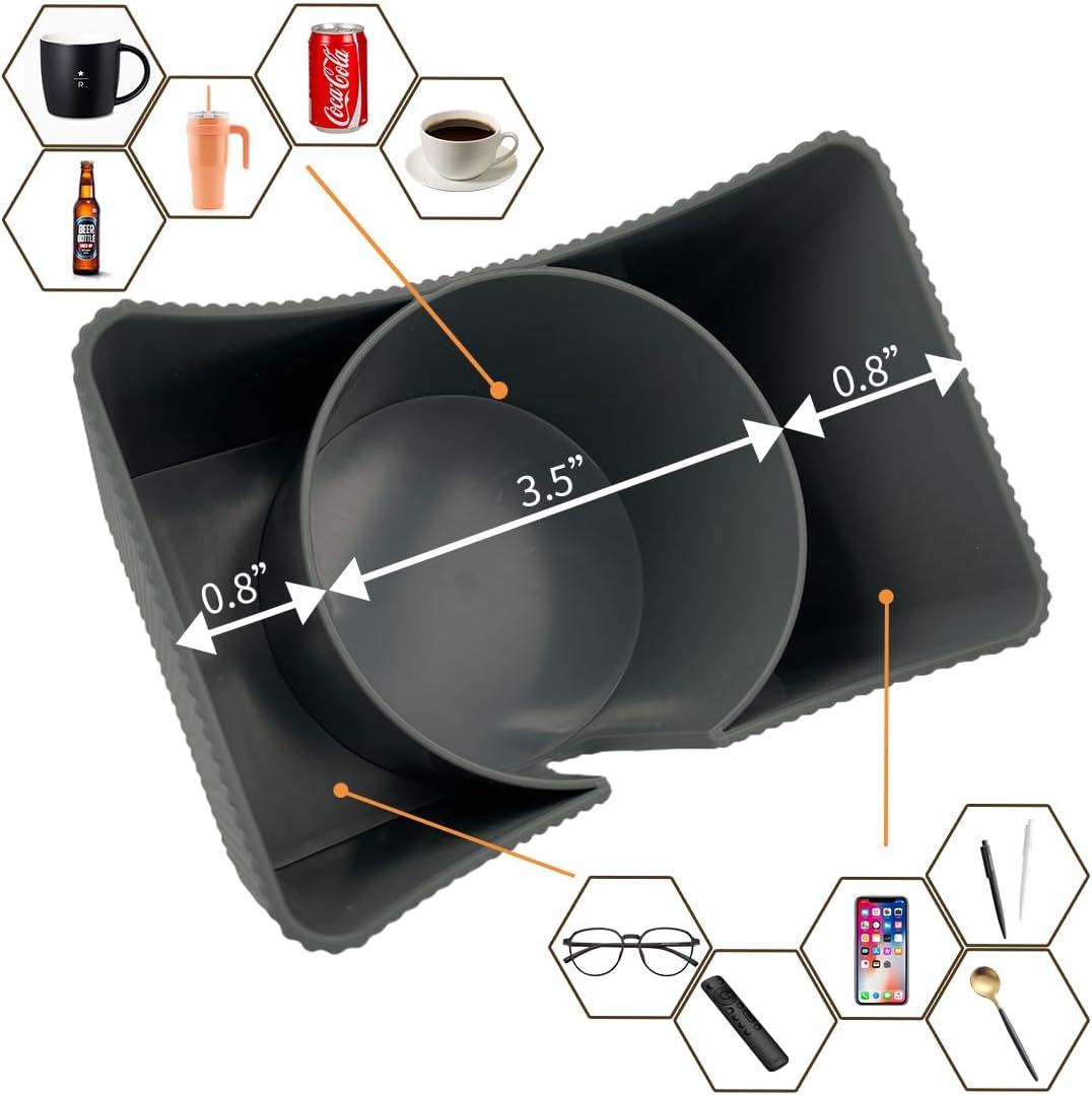 Couch Anti-Spill Drink Holder Tray, Couch Seat Cushion Cup Beverage Holder for Cups, Mugs, Bottles, Cans (Gray)