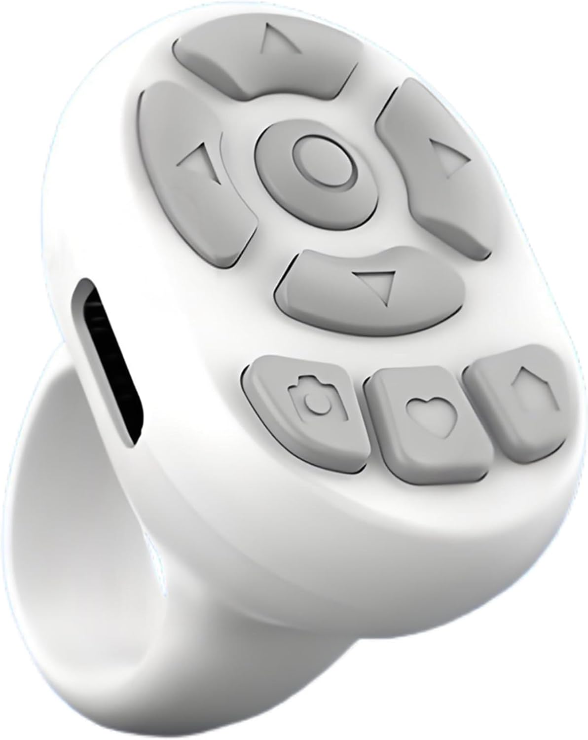 TK Rechargeable Fingertip Wireless Bluetooth Remote Control TK Scrolling Ring, RC Page Turner Music Video Camera Shutter for iPhone Android (White)