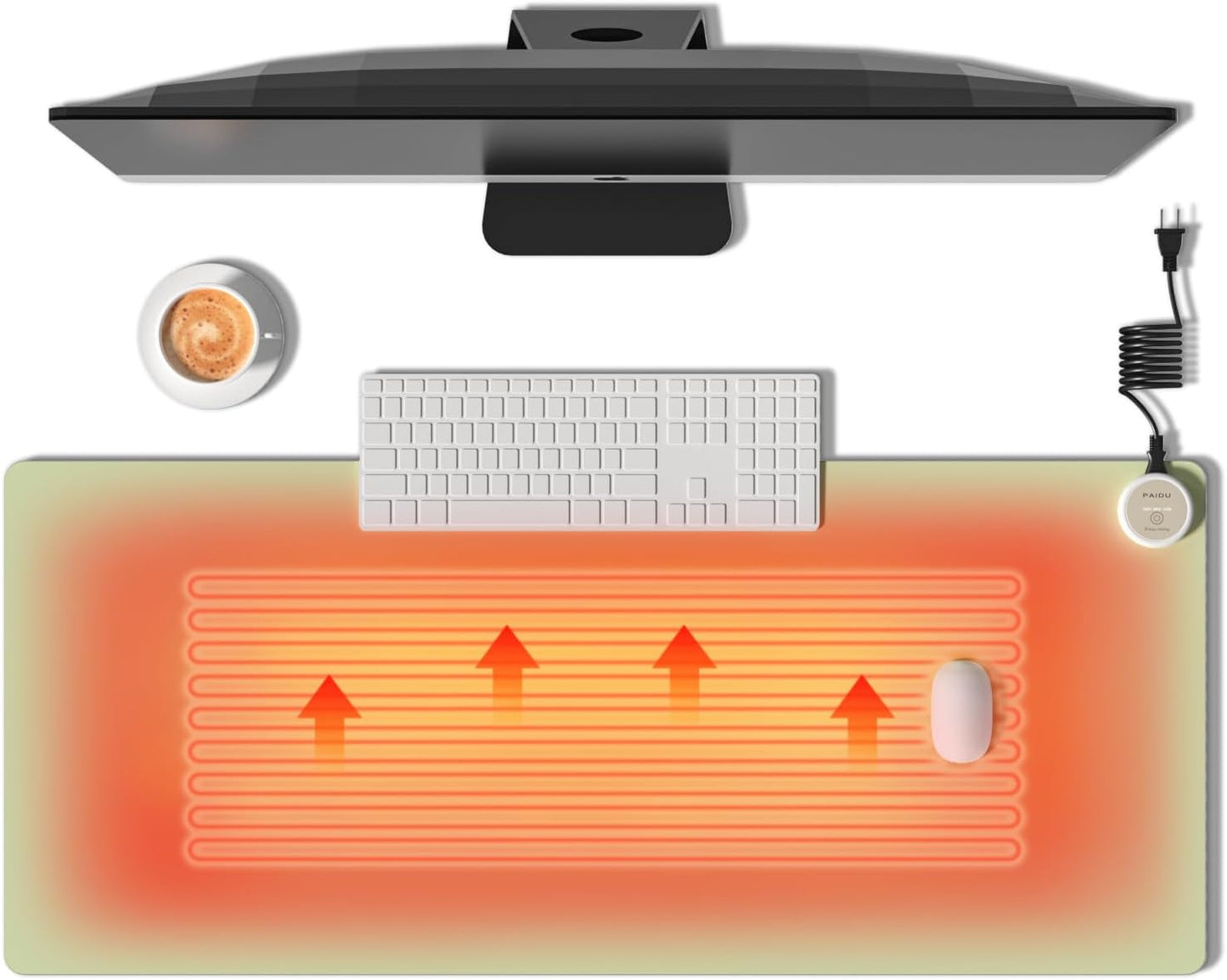 Heated Mouse Pad Hand Warmers, Electric Warm Office Desk Mat, 31.5" x 13", 3 Control Levels Temperature 3 Hours Auto Shut-Off, Suitable for Home/Offices Computer Keyboard Pads (Green)