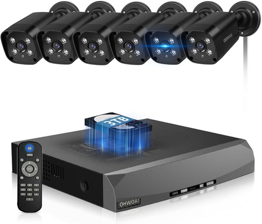 《4K Ultra HD & 100FT IR Night Vision》PoE Outdoor Security Camera System, Wired Cameras for Home Security, NVR Video Surveillance Kit with Motion Detection