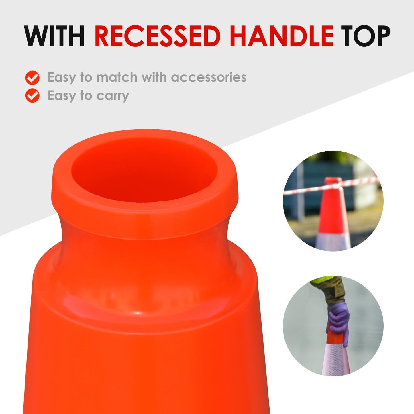 6 Pack Extra Large 36" Inch PVC Traffic Cones with Heavy-Duty Base, High-Visibility All-Weather Safety Cones for Road Construction, Parking Lot, and Garage Use (6, Orange, 36" Extra Large)