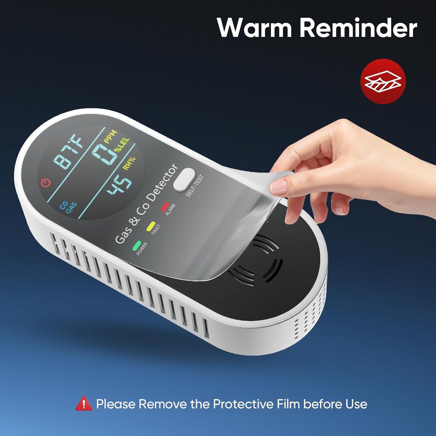 Upgraded Natural Gas Leak Detector & Carbon Monoxide Detectors - 4 in 1 Natural, Propane, Co & Gas Detector -Carbon Monoxide Detectors Plug in -Temperature & Humidity for Home, RV (3 Packs)