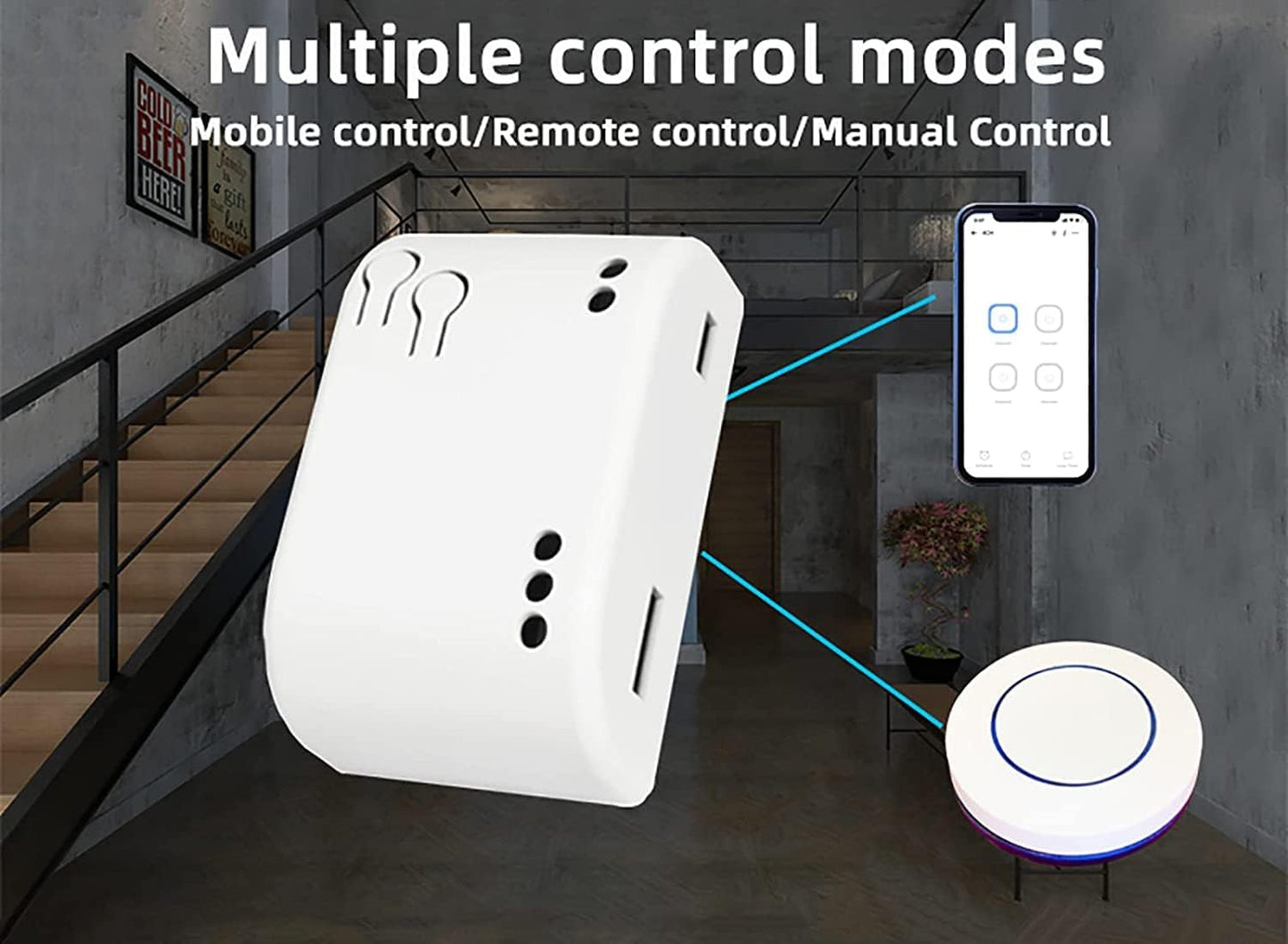 Smart Switch Momentary/Latching WiFi Relay, eWeLink App Bluetooth Control Switch, DIY Smart Home, Compatible with Alexa Google Home