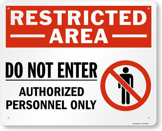 SmartSign 24 x 30 inch “Restricted Area - Do Not Enter, Authorized Personnel Only” Metal Sign with Symbol, 80 mil Laminated Rustproof Aluminum, Red, White and Black, Made in USA