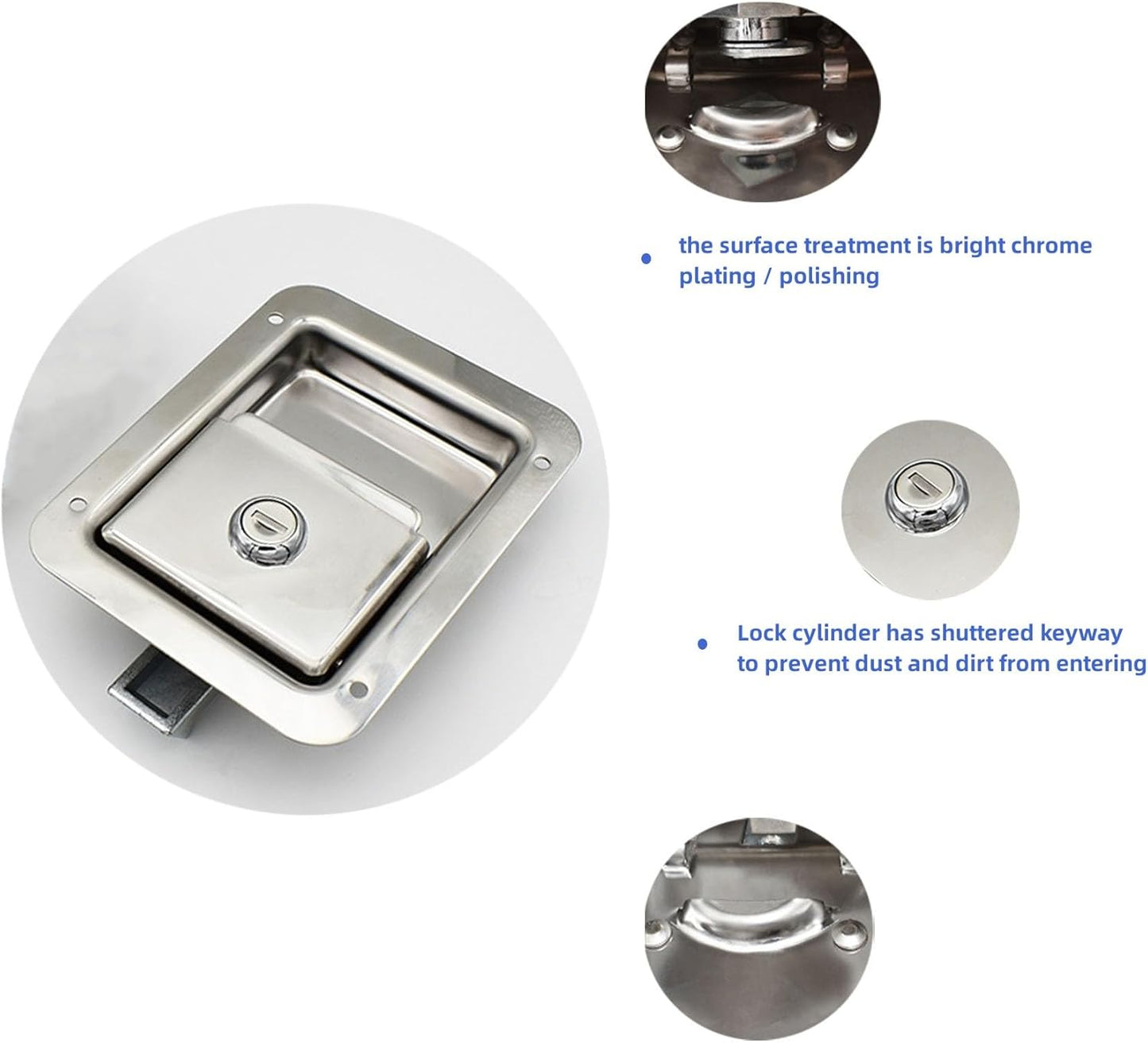 8 Pack Stainless Door Lock Heavy Duty Flush Mount Handle Latch for Trailer Toolbox RV Handle Latch with Gasket Keys