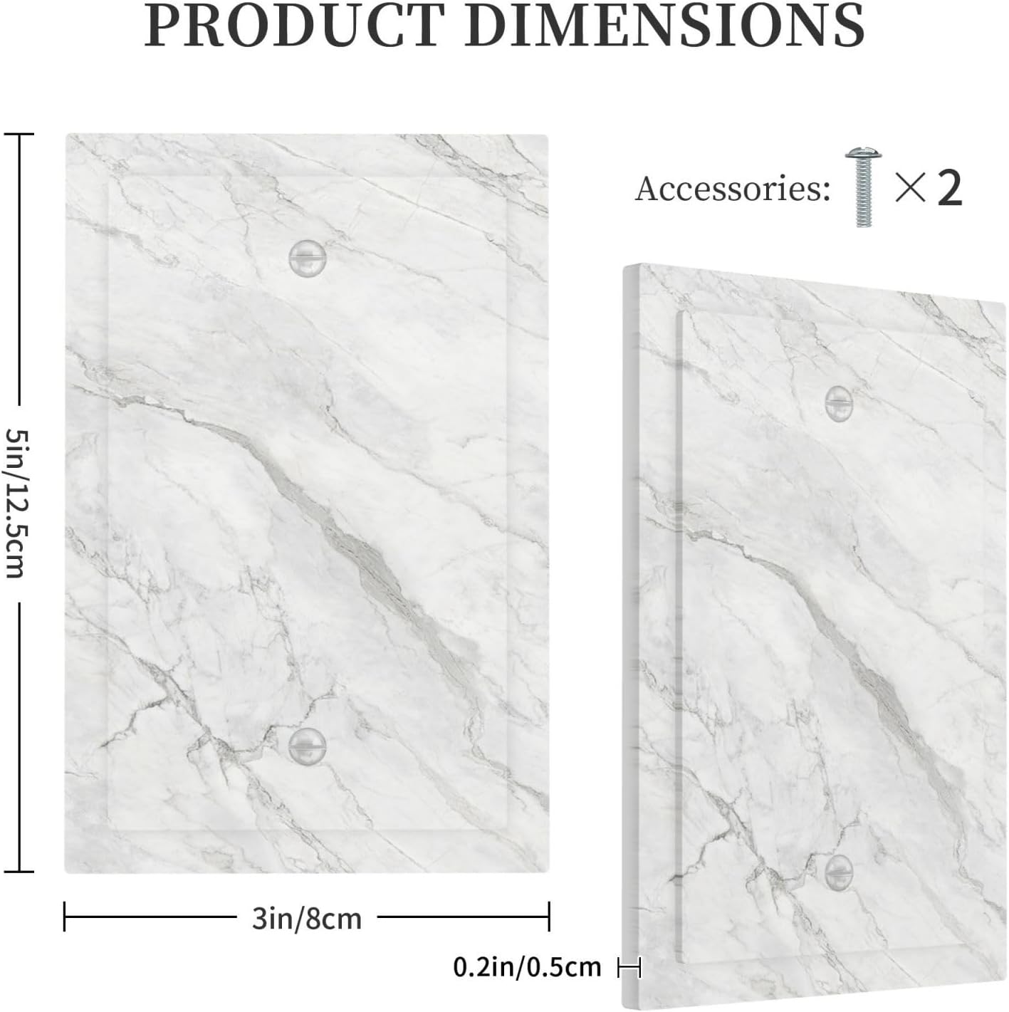 Light Switch Cover Plate Marble Granite White And Grey 1 Gang No Device Blank Electrical Wall Plates Faceplate Decorative Switch Plate for Home Bedroom Decor