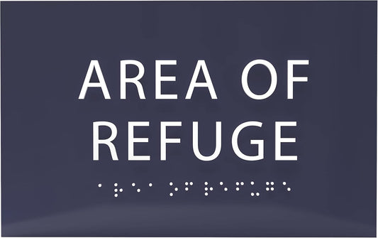 6" X4" Area of Refuge Sign - ADA Compliant Tactile Graphics Grade 2 Braille Text | Wall Mount Plastic Signs for Shopping Malls, Offices, Hotels, Schools, Apartments & Restaurants