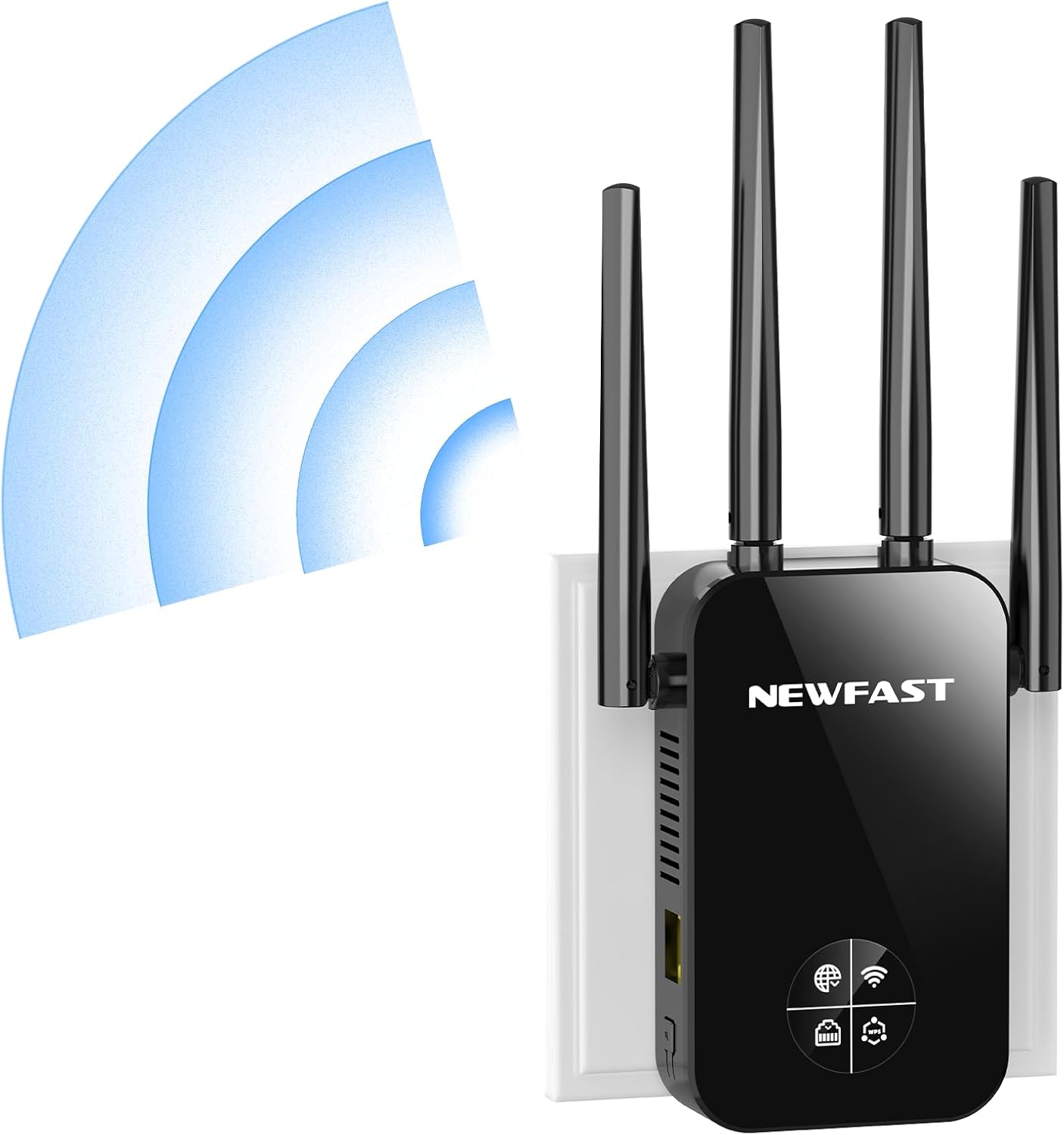 NEWFAST WiFi Extender Signal Booster RE523,1200Mbps Dual-Band WiFi Repeater,5GHz/2.4GHz WiFi Extender Supports WPS,MU-MIMO,Repeater/Router/AP Mode,Suitable for Home