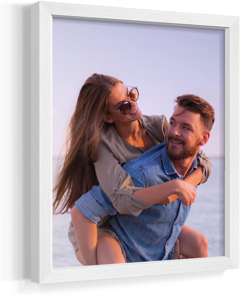 Renditions Gallery Set of 9, 11X14 Custom Photo Prints with Real Wood Picture Frames. Create Personalized Photos with Peel & Stick Photo Frames. White Frame