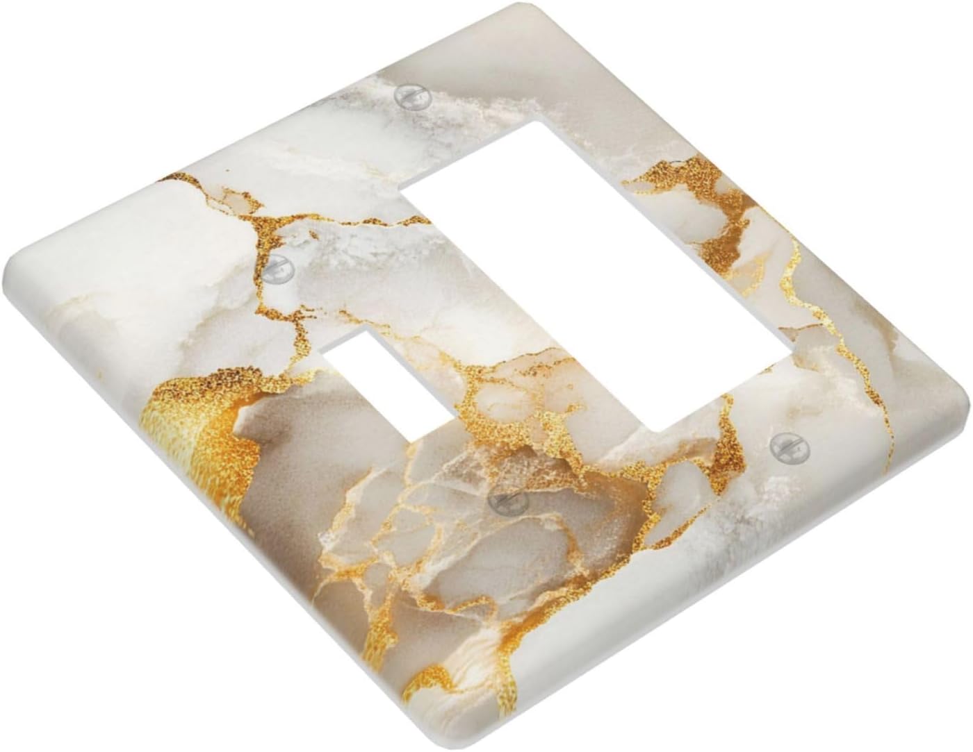 Gold Marble Crack Simple Abstract Print Outlet Covers 1 Toggle 1 Rocker Combination Decorative Wall Plate Electrical Switch Plates Light Switch Cover Plate for Bathroom Kitchen Home Decor