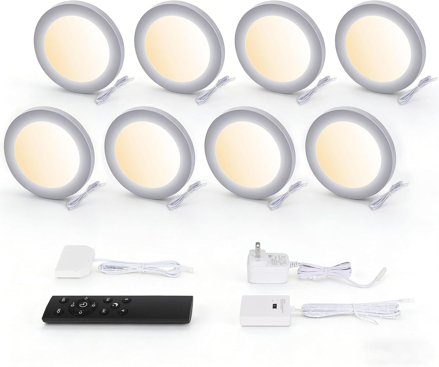 V4light Smart LED Puck Lights,Under Cabinet Lighting Kit with App, Voice, Remote & Hand Control, Works with Alexa & Google Home, Dimmable & Adjustable Color Temperature for Kitchen, Closet, Shelf