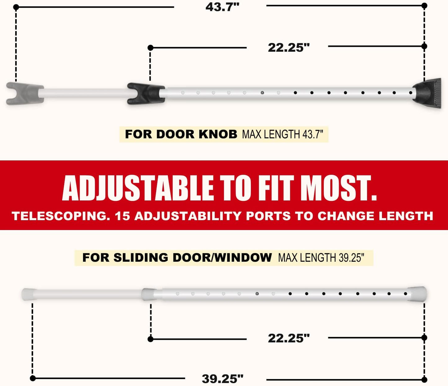 Securityman Door Security Bar with Alarm | Sliding Door Security | Door Stopper (120 dB Extra Loud Alarm) Enjoy Peace of Mind with Durable, Heavy Duty Door Jammer Door Stop Alarm Stick Inside