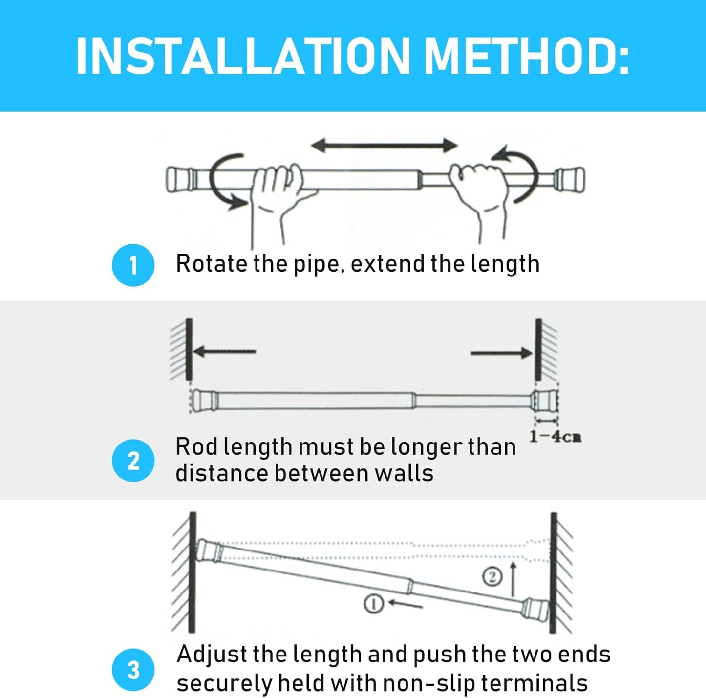 White Tension Rod 16 To 26 Inch Spring Curtain Rod Adjustable Short Curtain Rod No Drilling Short Tension Rod Extendable Small Spring Tension Rods For Closet Cupboard Bars Refrigerator