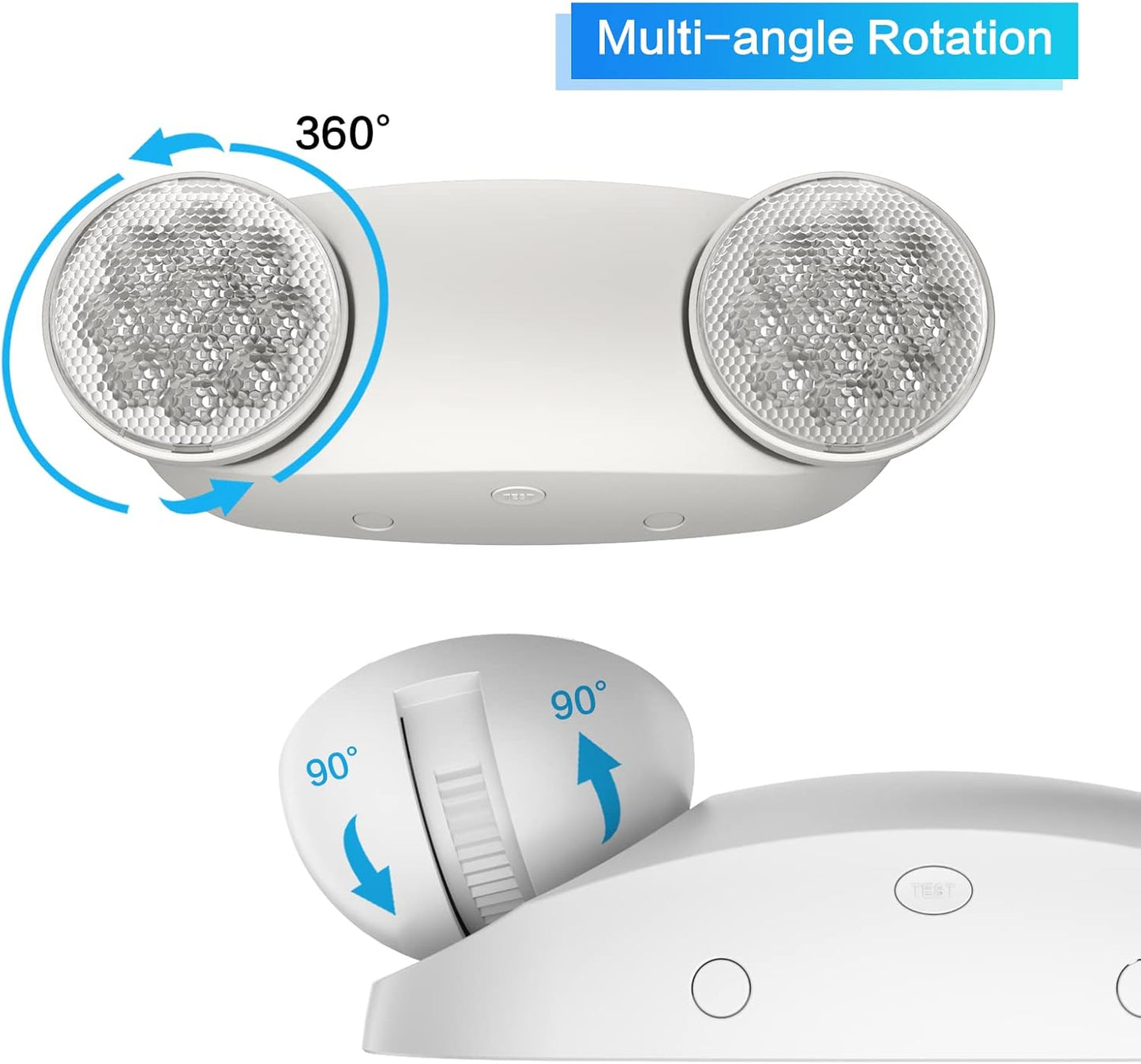 SPECTSUN 12 Pack LED Emergency Lighting Fixture with Battery Backup and Bug Eye Heads-US Standard Emergency Light Combo-Compact Design–Thermoplastic Housing for Indoor Outdoor