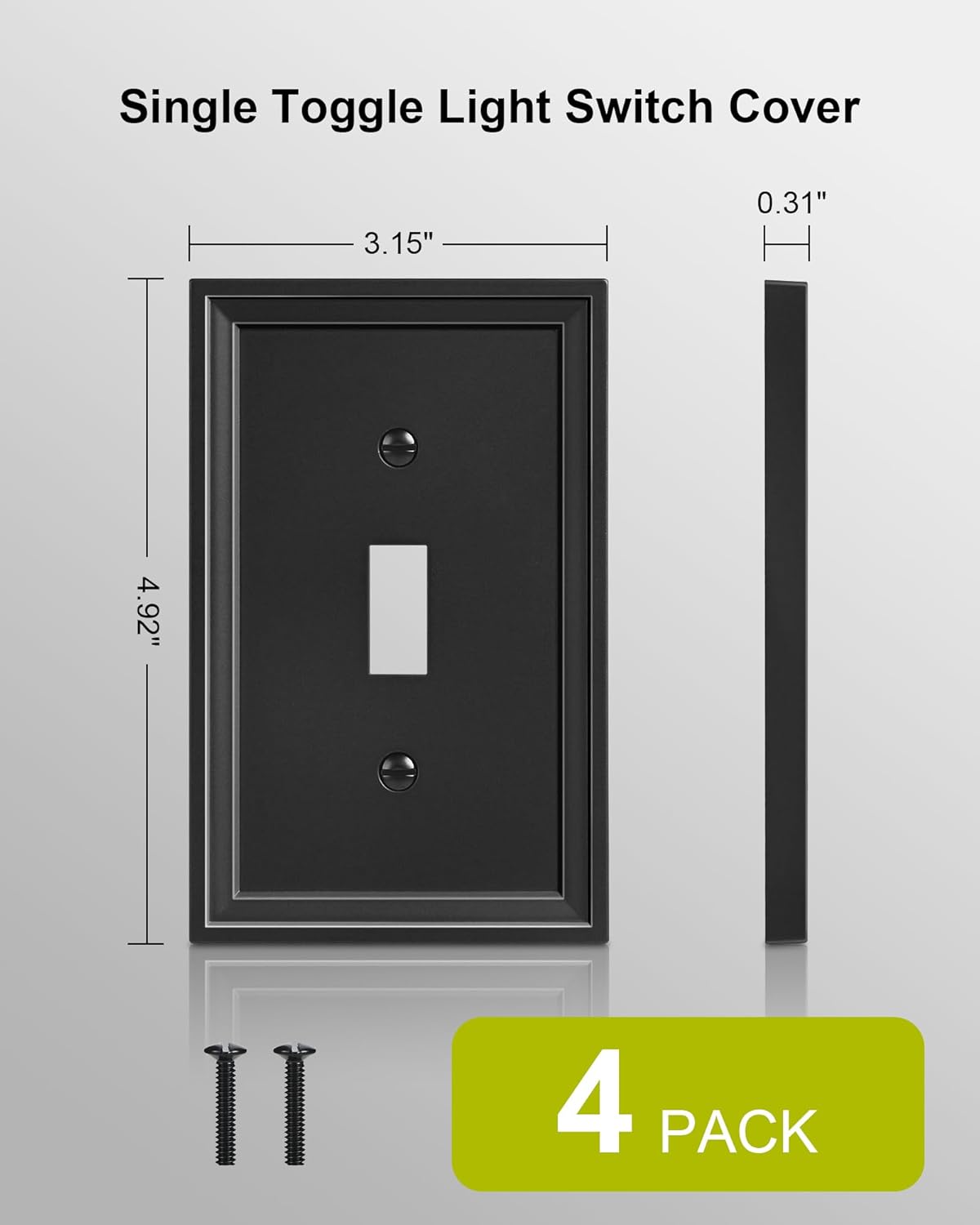 4-Pack Single Toggle Light Switch Covers Wall Plate, Black Decorative Switch Plate Covers, 1 Gang Natural Bamboo Fiber Wall Plate, Corrosion Resistant