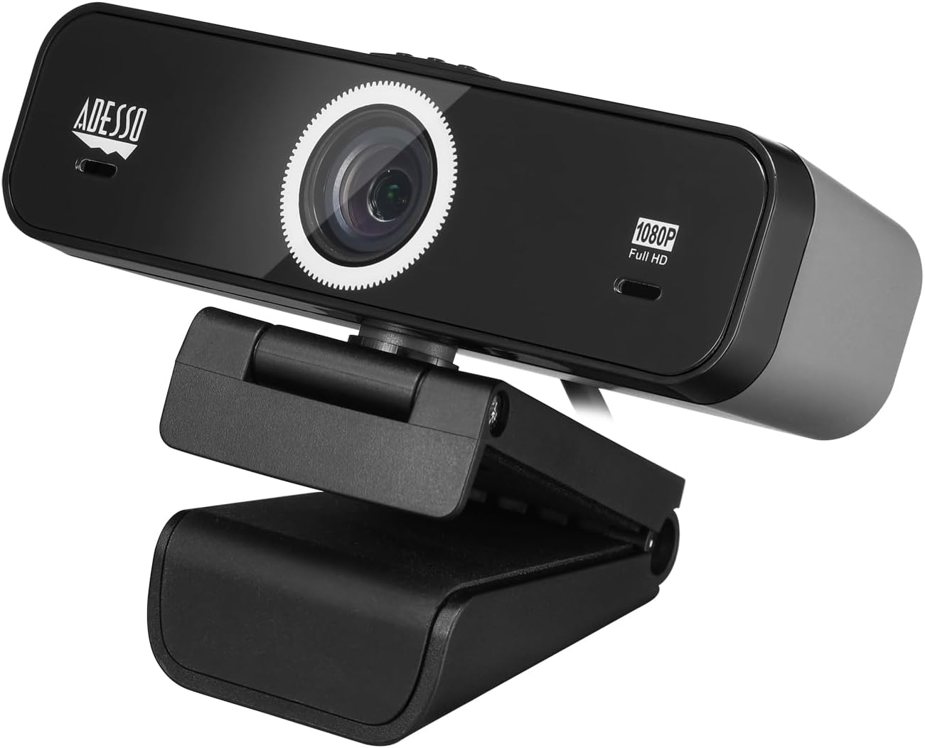 Adesso CyberTrack K1 1080P Full HD Fixed Focus USB Webcam with Adjustable View Angle Built-in Dual Microphones, Privacy Shutter, Audio/Video Mode Privacy ON/Off Switch & Tripod Mount