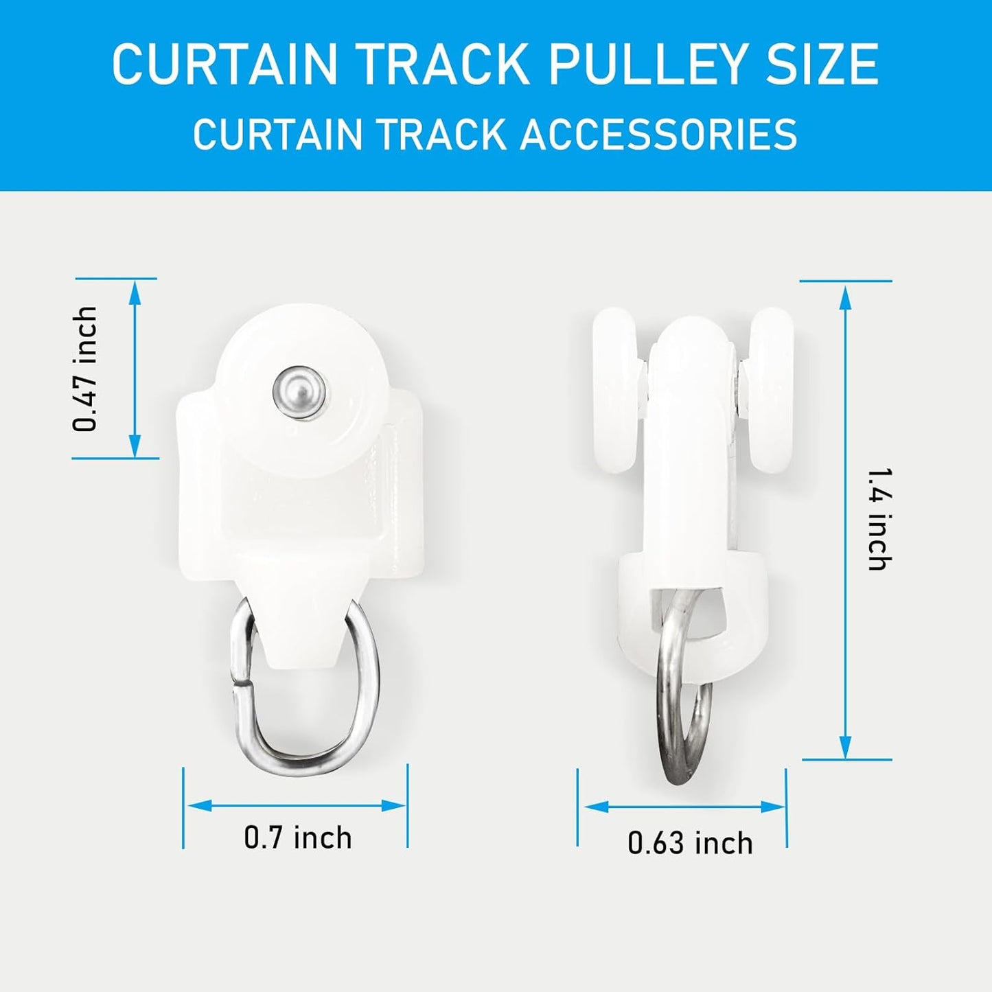 Curtain Track Pulleys, 20PCS White
