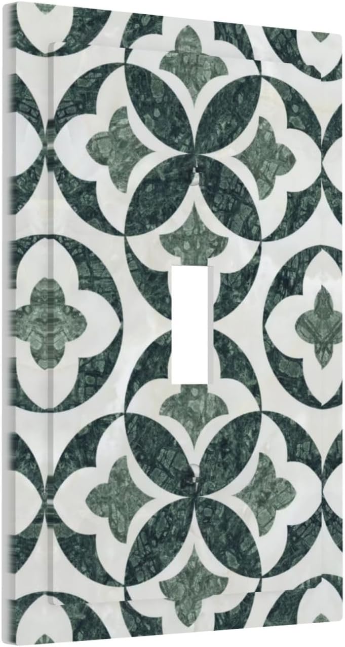 Green Luxury Modern Cubic Marble 1 Gang Single Toggle Decorative Light Switch Covers Electrical Faceplate Switch Plates for Bathroom Kitchen Home