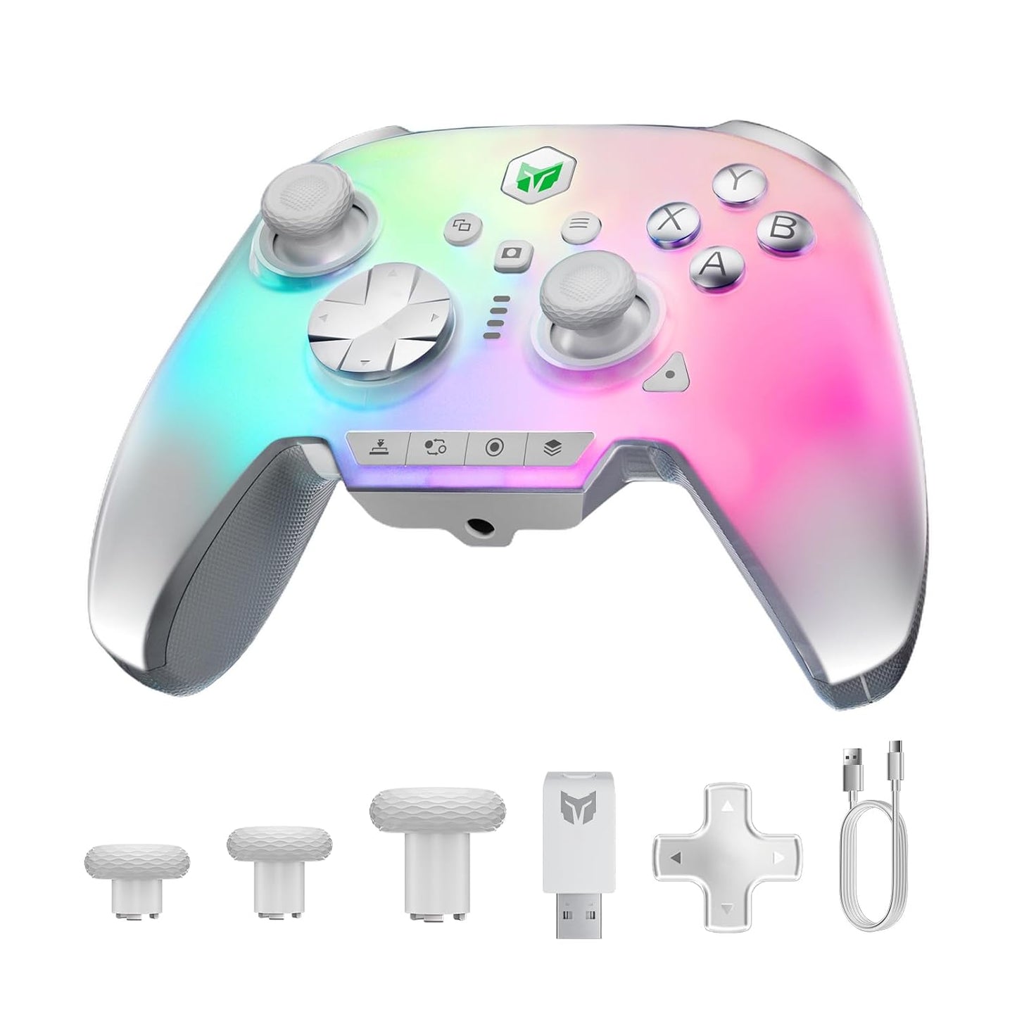 BIGBIG WON Rainbow 3 Wireless Controller 2000Hz Polling Rate Capacitive Joystick 16 Mechanical Keys 14 Custom RGB Lights 6-Axis Gyro Sensor Switchable Hall/Micro-switch Trigger 3.5mm Audio Jack Gamepad for PC/Switch2/iOS/Android