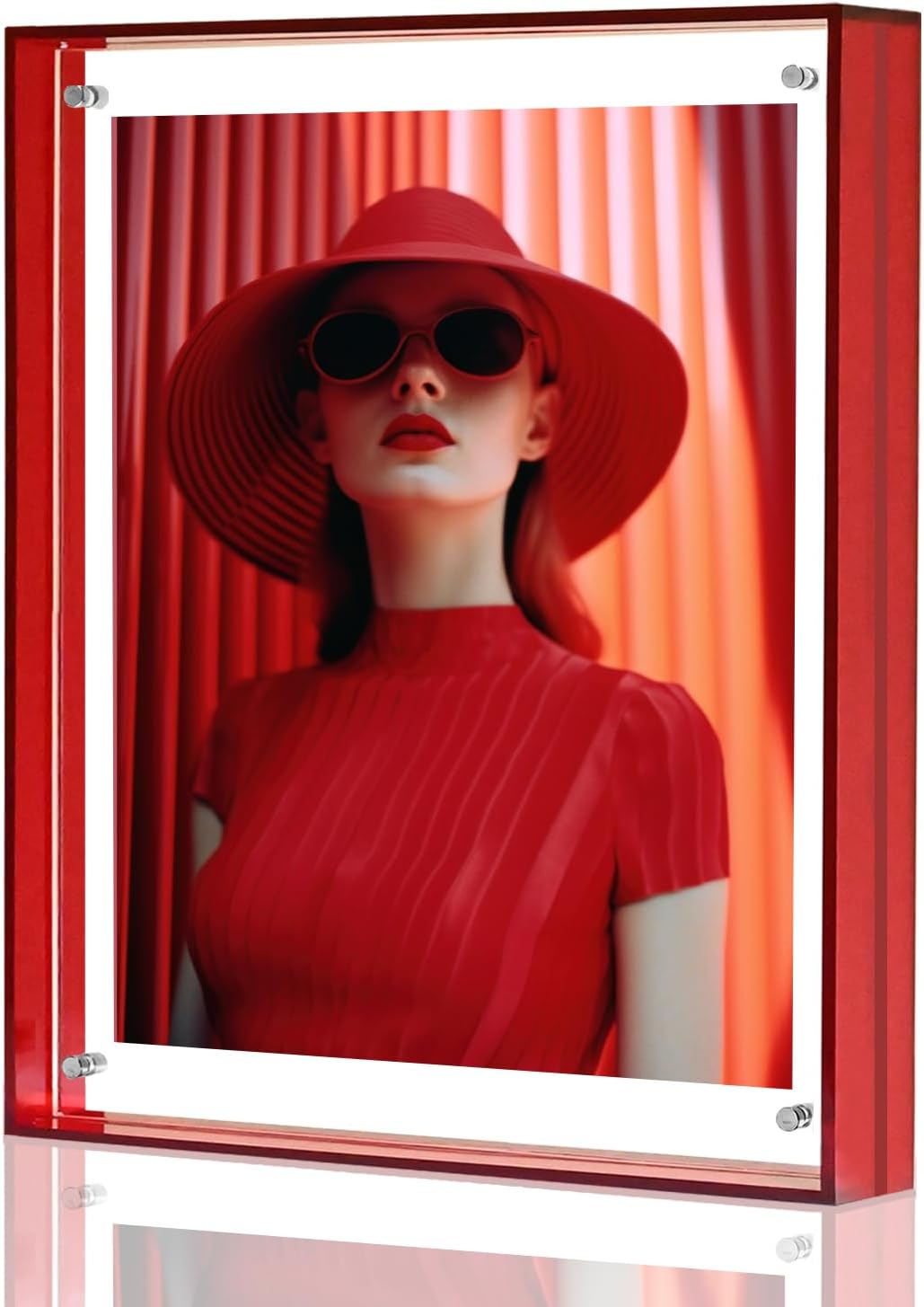 8x10 Picture Frame, Stunning Color Acrylic Photo Frames, Wall & Tabletop Display Frames, Modern Floating Style for Home Office Decoration, Red (1 Pack)