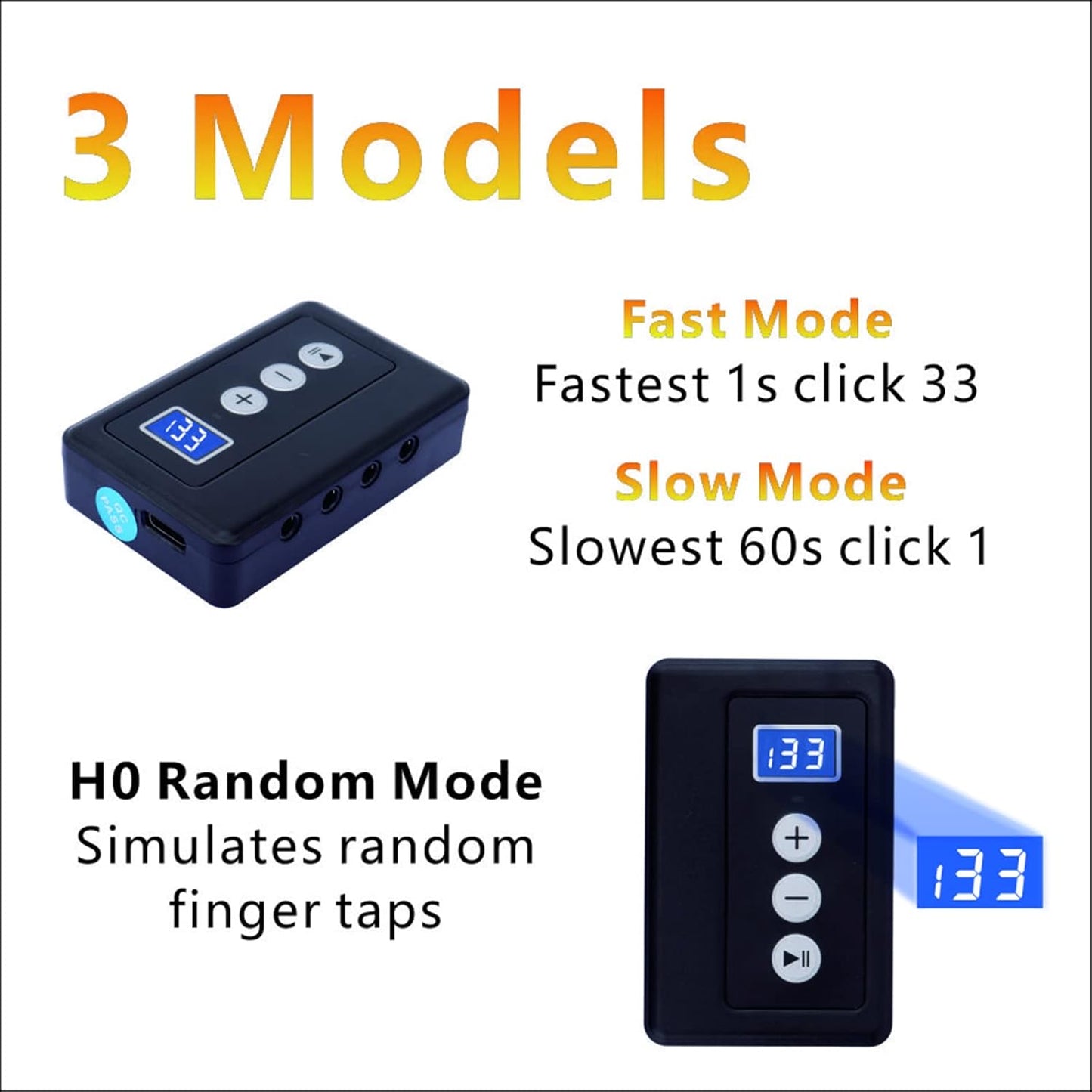 Auto Clicker for iPhone iPad：Screen Device Automatic Tapper for Android IOS，Simulated Finger Continuous Clicking, Adjustable Speed Physical Clicker，Suitable for Games, Live Broadcasts Likes, Reward
