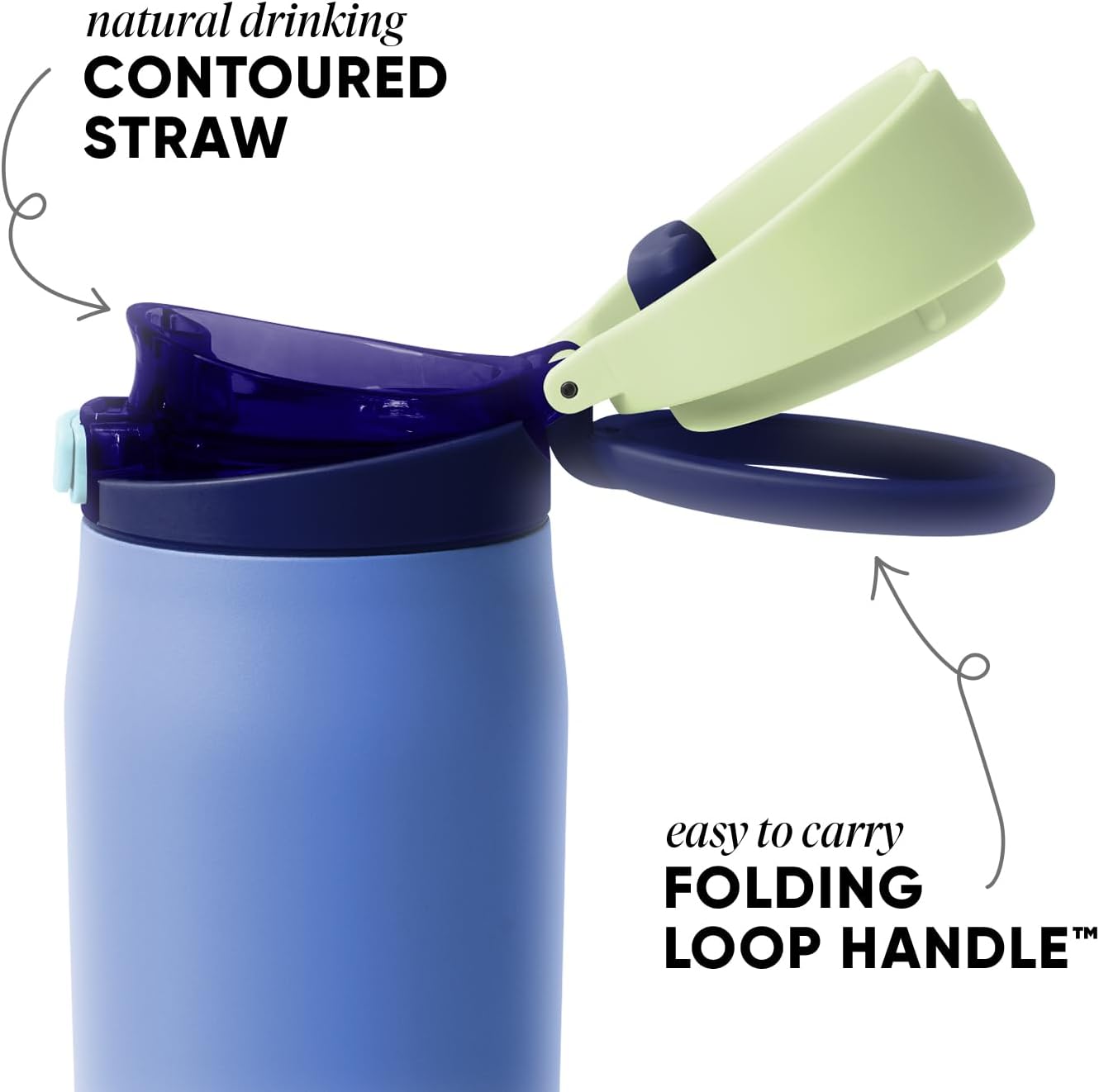 Simple Modern Mesa Loop Water Bottle with Covered Straw and Handle | 30oz Cup Holder Friendly Insulated Stainless Steel Bottles for Travel, Sports and School | Neptune