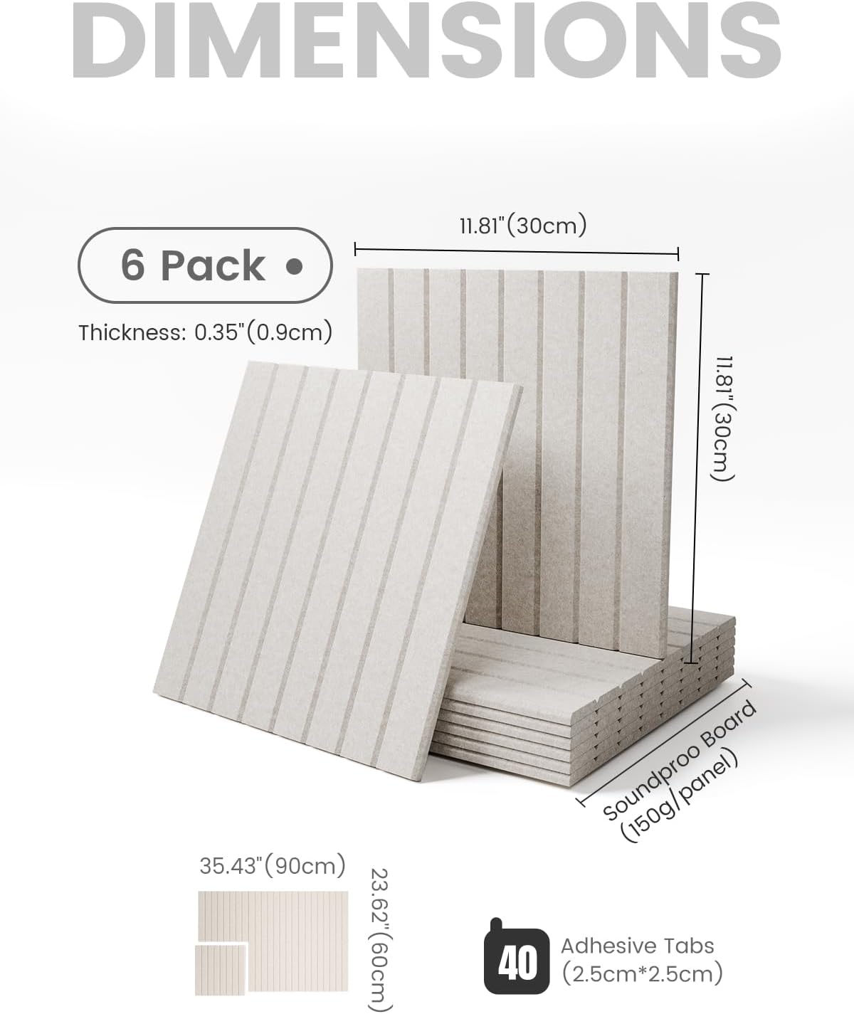 Large Felt Bulletin Board 36" x 24" Cork Board Alternative-6 Pack with 40 Safe Removable Adhesive Tabs, Cork Boards for Walls Cork Board for Home Office Classroom Pin Board (Oatmeal)