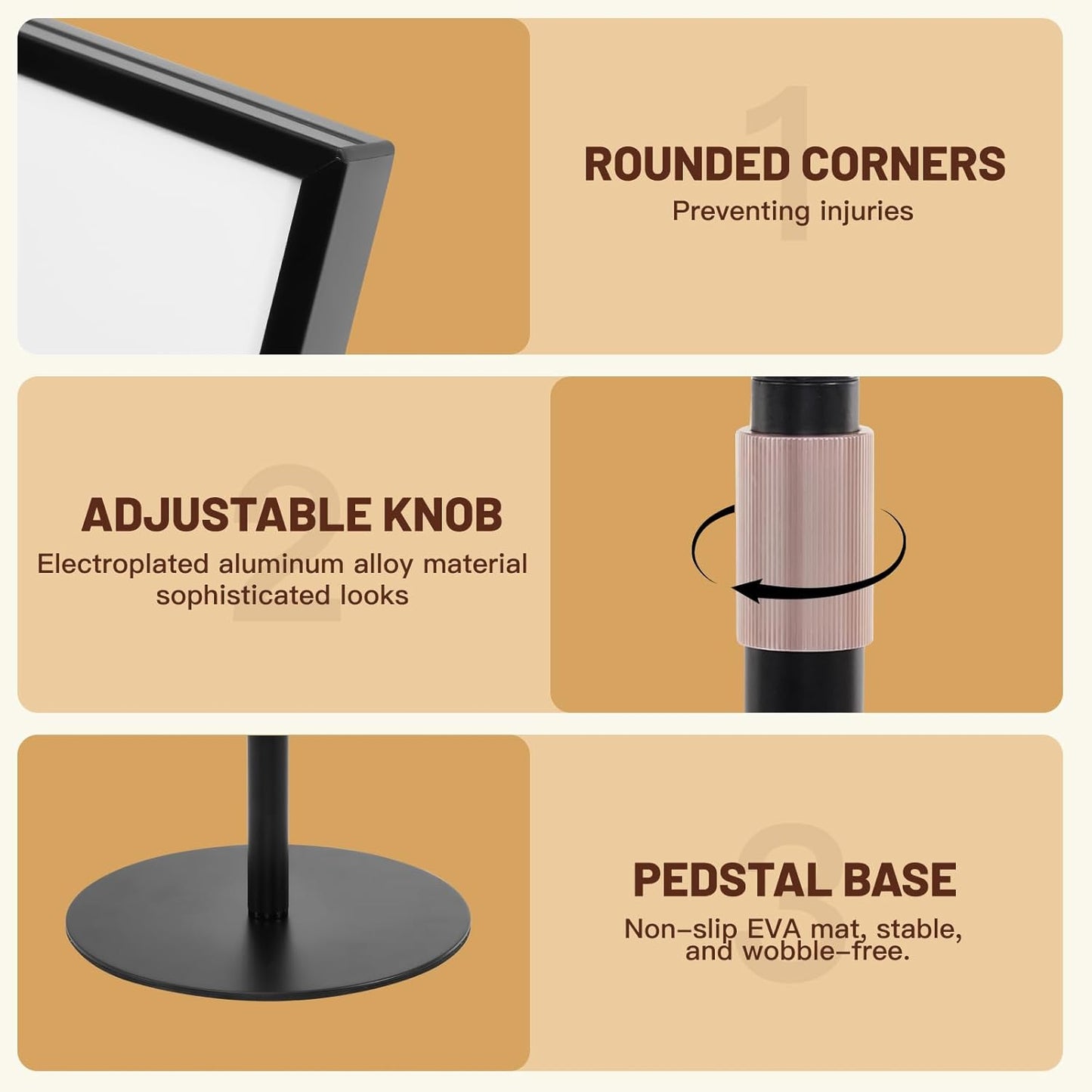 Sign Holder Stand 8.5x11 inch - Flip Open Pedestal Floor Standing Sign Holder, Adjustable Versatile Sign Stands for Display, Floor Sign Holder with Easy Replacement for Events and Promotions (1 PACK)