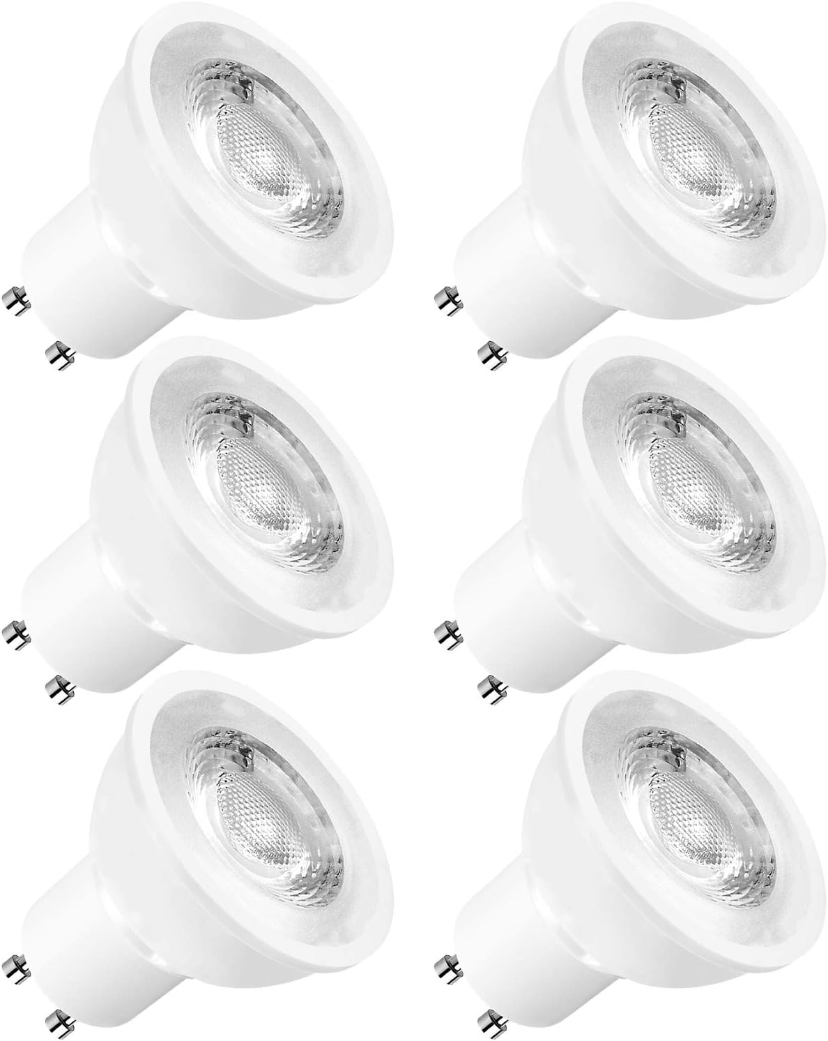 LUXRITE MR16 GU10 LED Bulbs Dimmable, 50W Halogen Equivalent, 4000K Cool White, 500 Lumens, 120V Spotlight LED Bulb GU10, Enclosed Fixture Rated, Perfect for Landscape or Home Lighting (6 Pack)
