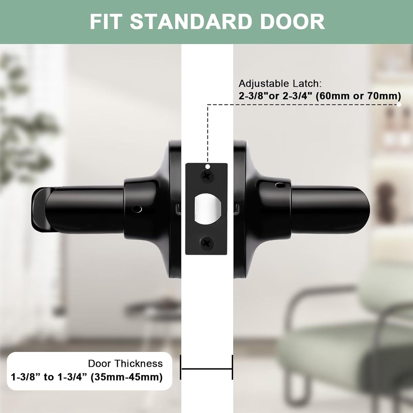 GOBEKOR 3 Pack Matte Black Door Handles Privacy Door Levers with Lock,Heavy Duty Interior Door Handles for Bedroom and Bathroom,Sleek Round Door Lever with No Key