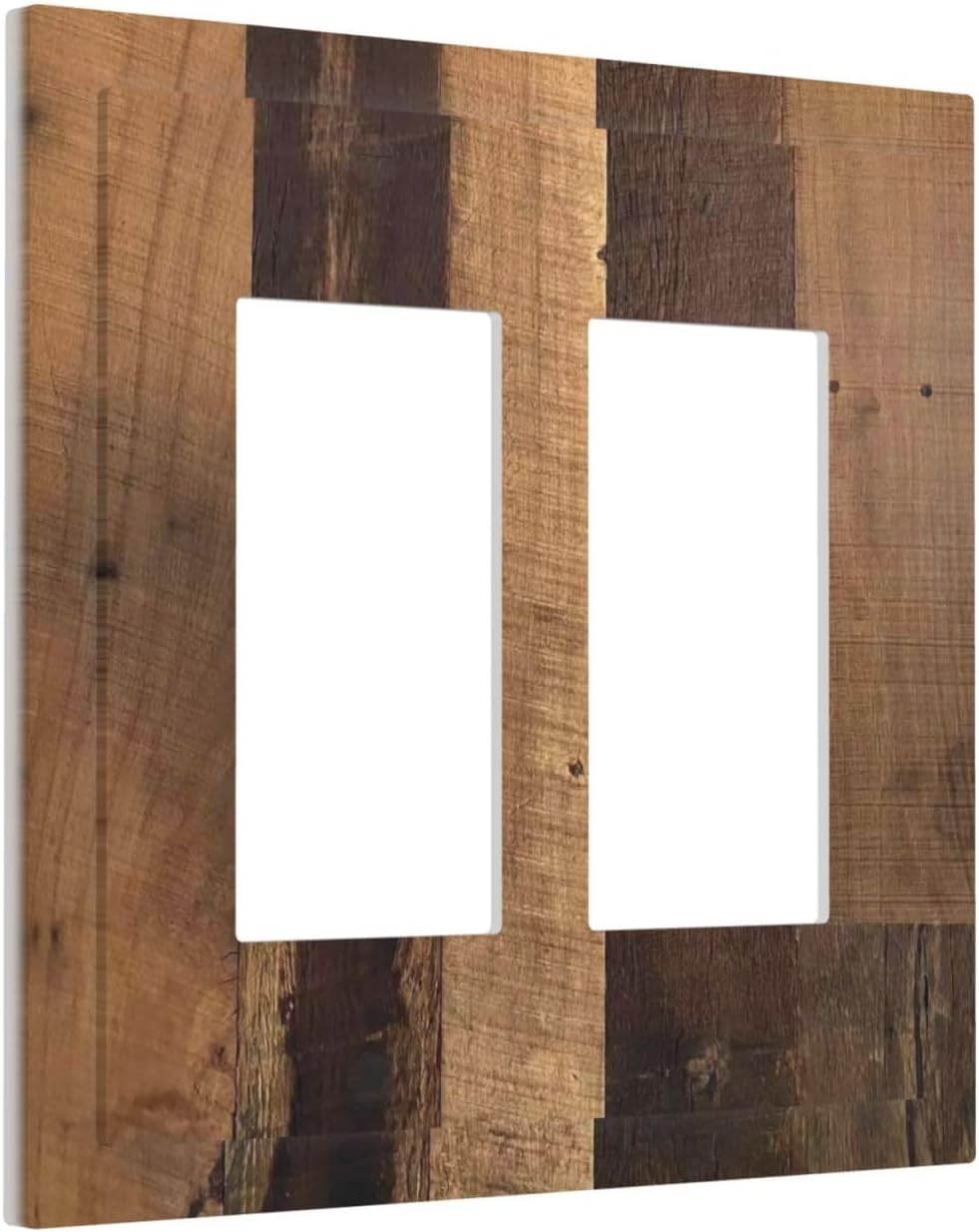 Rustic Brown Wood Vintage Wood Board Decorative Outlet Covers 2 Gang Double Gfci Rocker Electrical Wall Panels Light Switch Cover Plate For Farmhouse Cabin Decor
