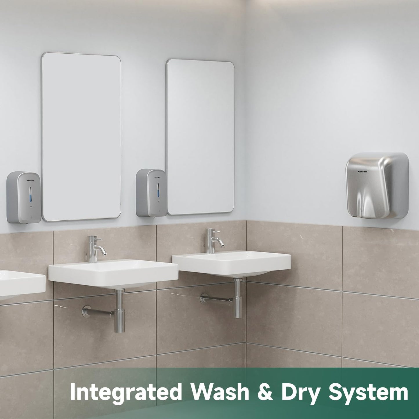 Commercial Automatic Soap Dispenser Large 34oz/1000ml Capacity Wall-Mounted Touchless Liquid Dispenser for High-Traffic Restrooms, Offices, Hospitals Model AD1220S Silver
