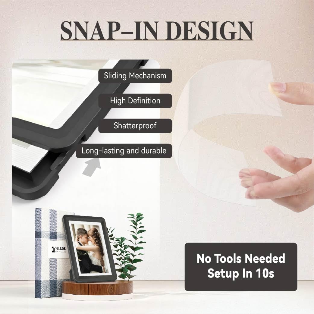 Black 5x7 Picture Frame with Acrylic Front 6 Pack, ABS Frame for 5x7 or 4x10 Photos, Shatterproof UV-Resistant Tabletop Photo Frame, Vertical/Horizontal Display for Home Décor