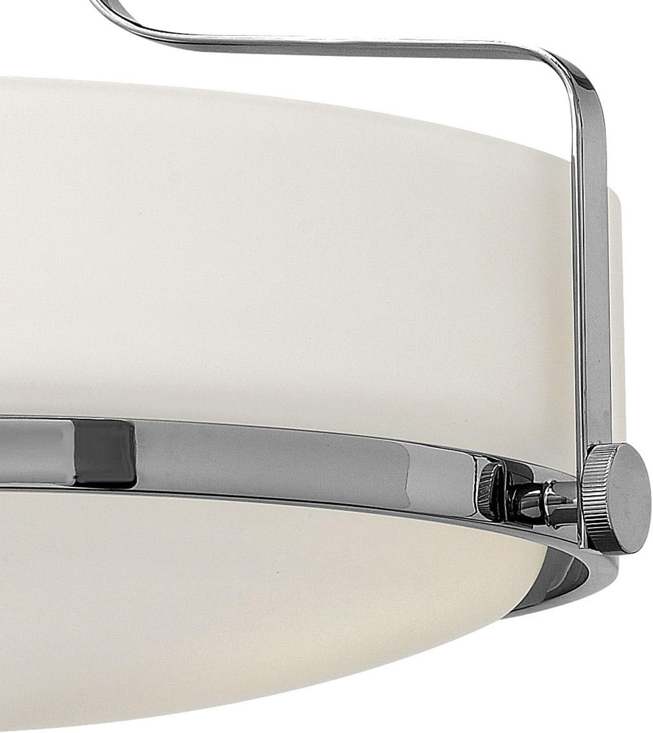 Hinkley Harper 3641CM Medium Semi-Flush Mount Ceiling Light - Sleek, Retro Style - Chrome + Etched Opal Glass