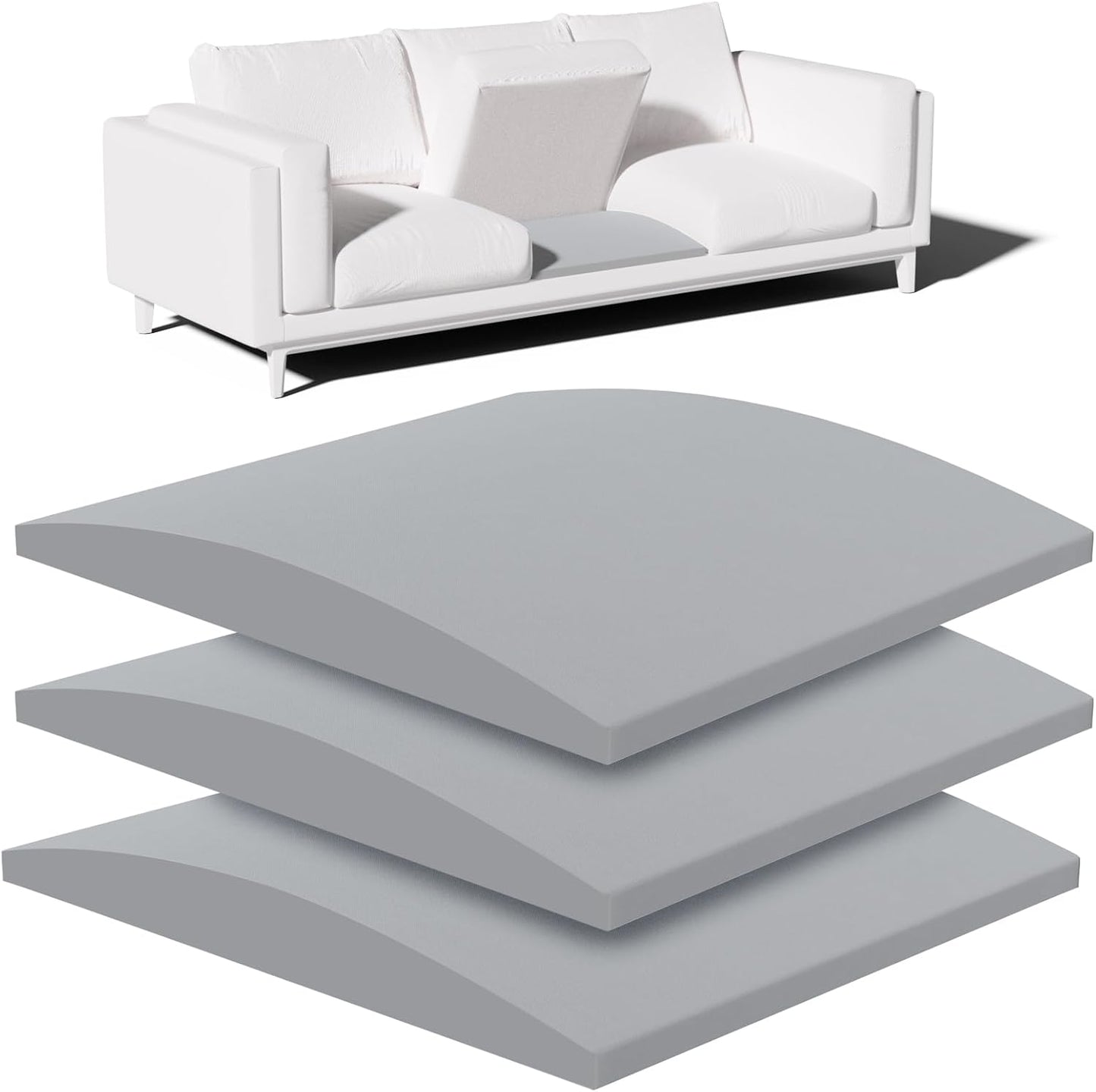 Couch Cushion Support for Sagging Seat – 3 Pack 20x20x3.15 Inch Sofa Cushion Board Saver & Replacement Insert for Saggy Couch or Chair, Quick No-Tool Install with 40D High Density Foam