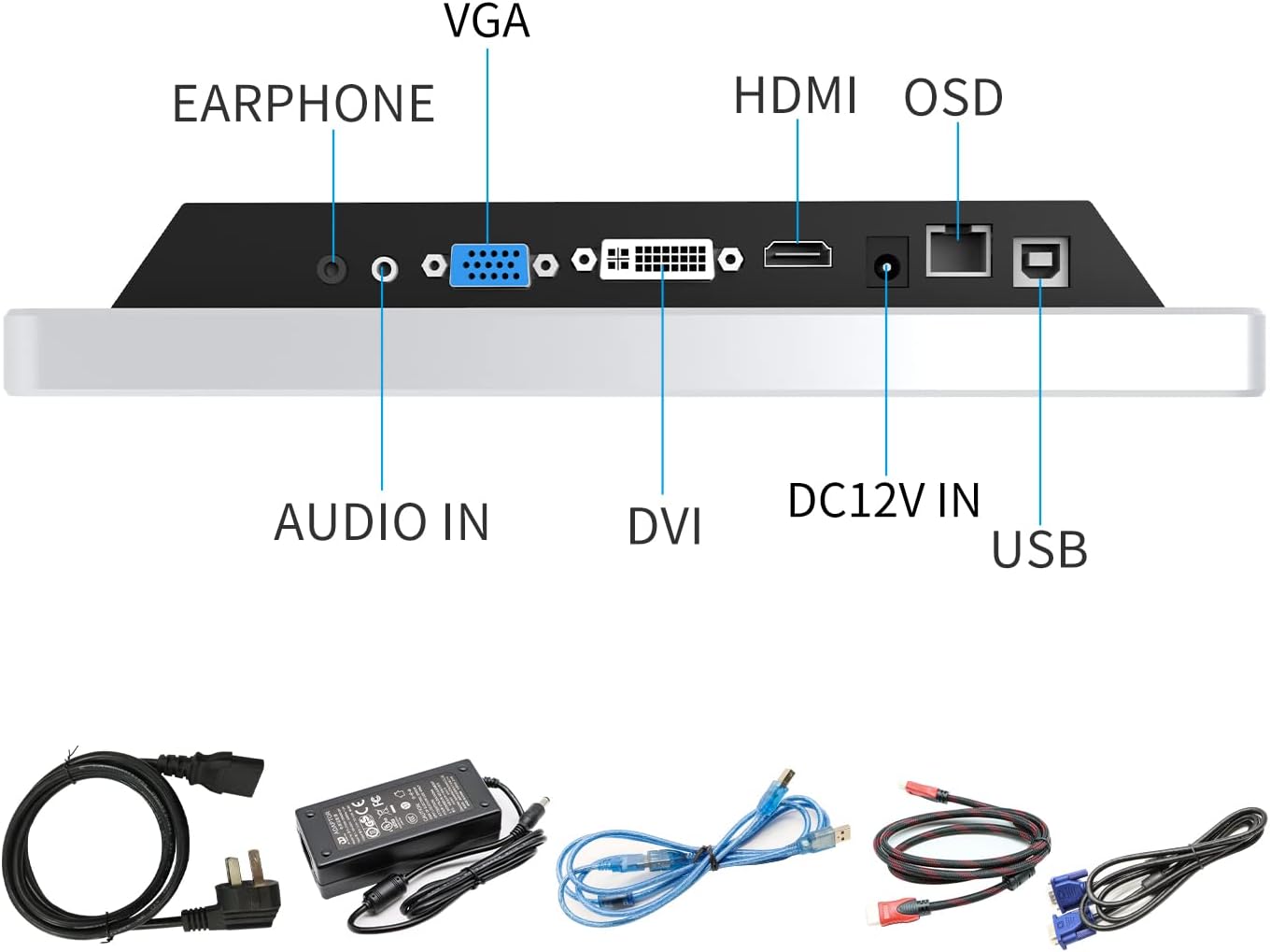 GreenTouch 10.4 Inch PCAP Multi-Touch Touchscreen Monitor - HDMI/VGA/DVI Port Built-in for Kisok - 800 * 600 Resolution