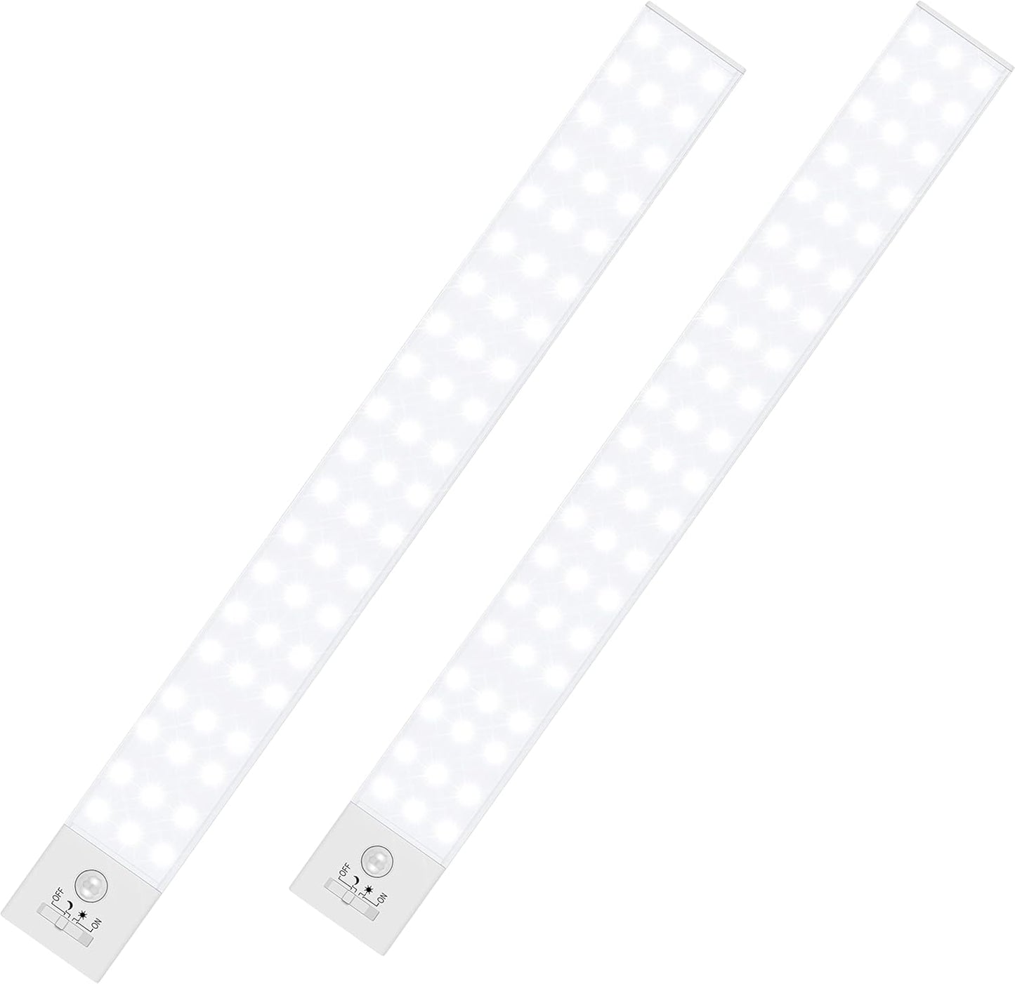 BLS 60 LED Closet Lights Battery Powered LED Lights, Super Bright Under Cabinet Lighting, Wireless Motion Sensor Light Indoor, 2400mah Rechargeable Battery Operated Lights, 120 Days Run Time (2 Pack)