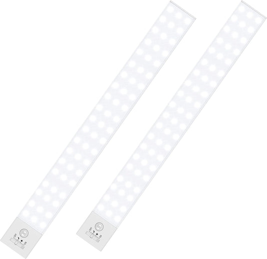 BLS 60 LED Closet Lights Battery Powered LED Lights, Super Bright Under Cabinet Lighting, Wireless Motion Sensor Light Indoor, 2400mah Rechargeable Battery Operated Lights, 120 Days Run Time (2 Pack)