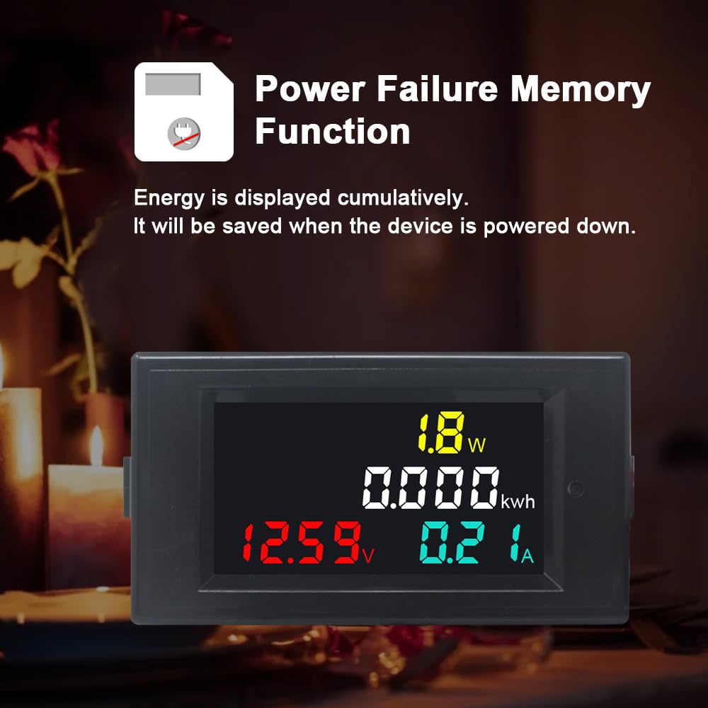 KETOTEK DC Power Meter 14-600V 50A Battery Monitor Digital Multimeter Panel Kwh Volt Amp Watt Meter DC Current Voltage Meter Power Energy Monitor with 50A Shunt
