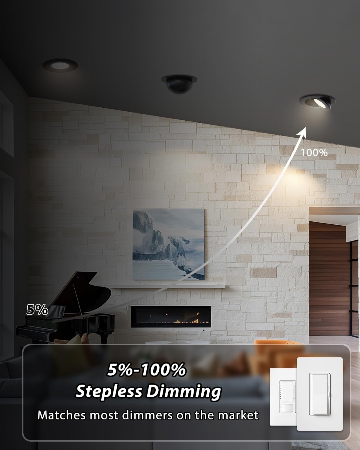 Adetu Recessed Lighting 6 inch, 360°+90° Adjustable Directional 6 inch 5CCT Gimbal Black Led Recessed Lighting, 2700K-5000K Dimmable Retrofit Eyeball Can Recessed Lights with Jbox, ET（Black-12 Pack）